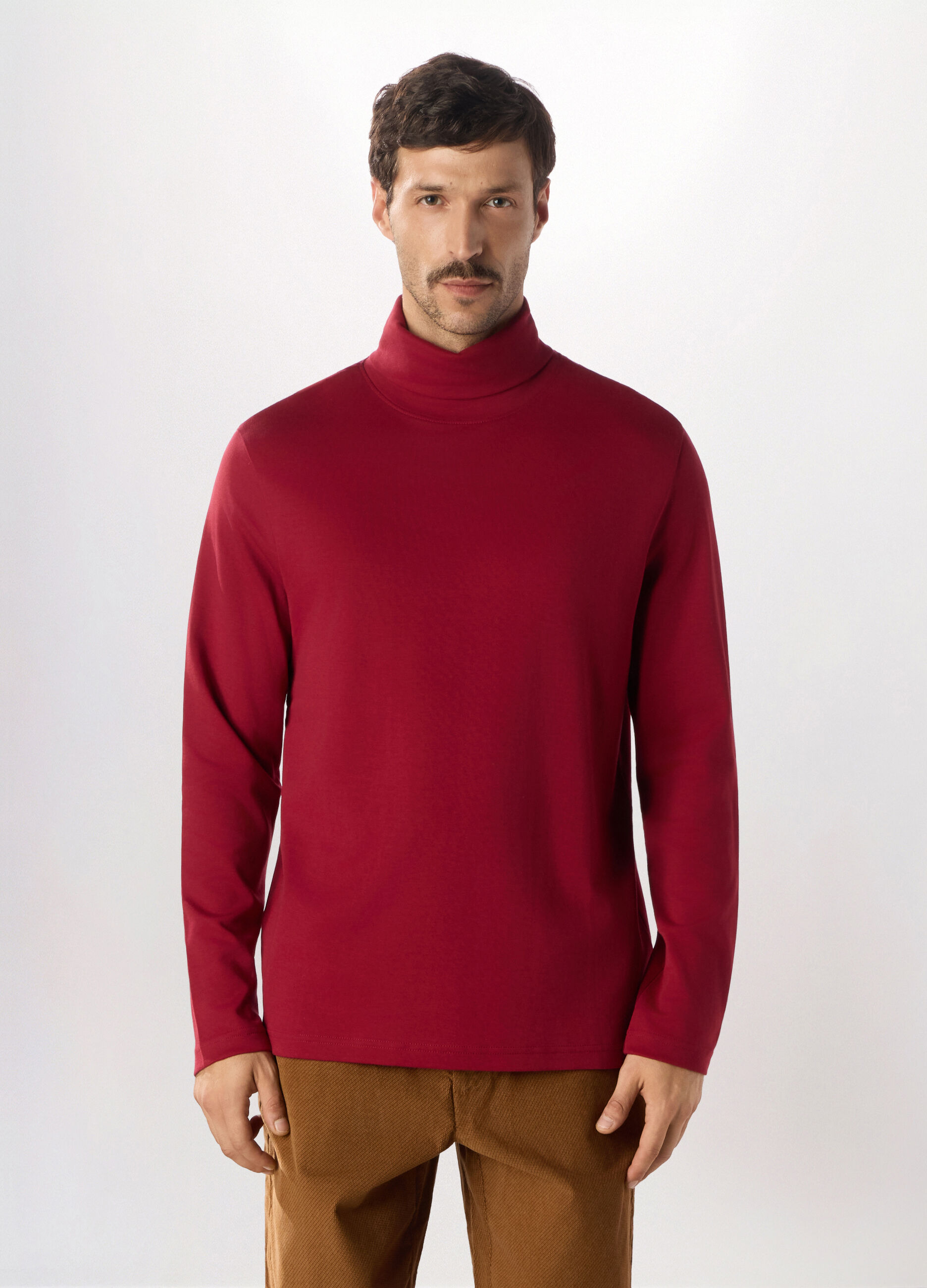 Maglia a collo alto in puro cotone uomo_0