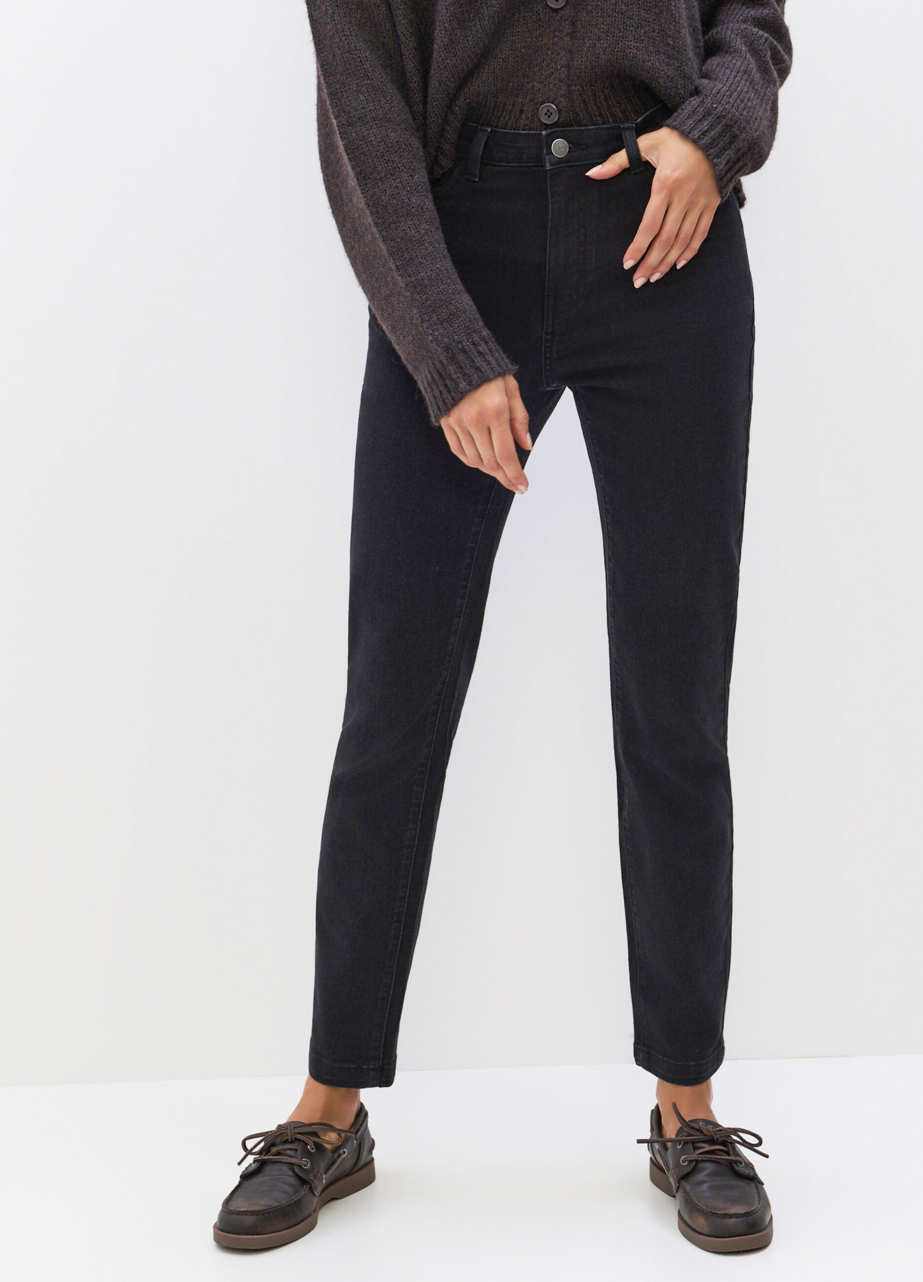 Pantaloni Slim Fit in denim stretch misto cotone donna_2