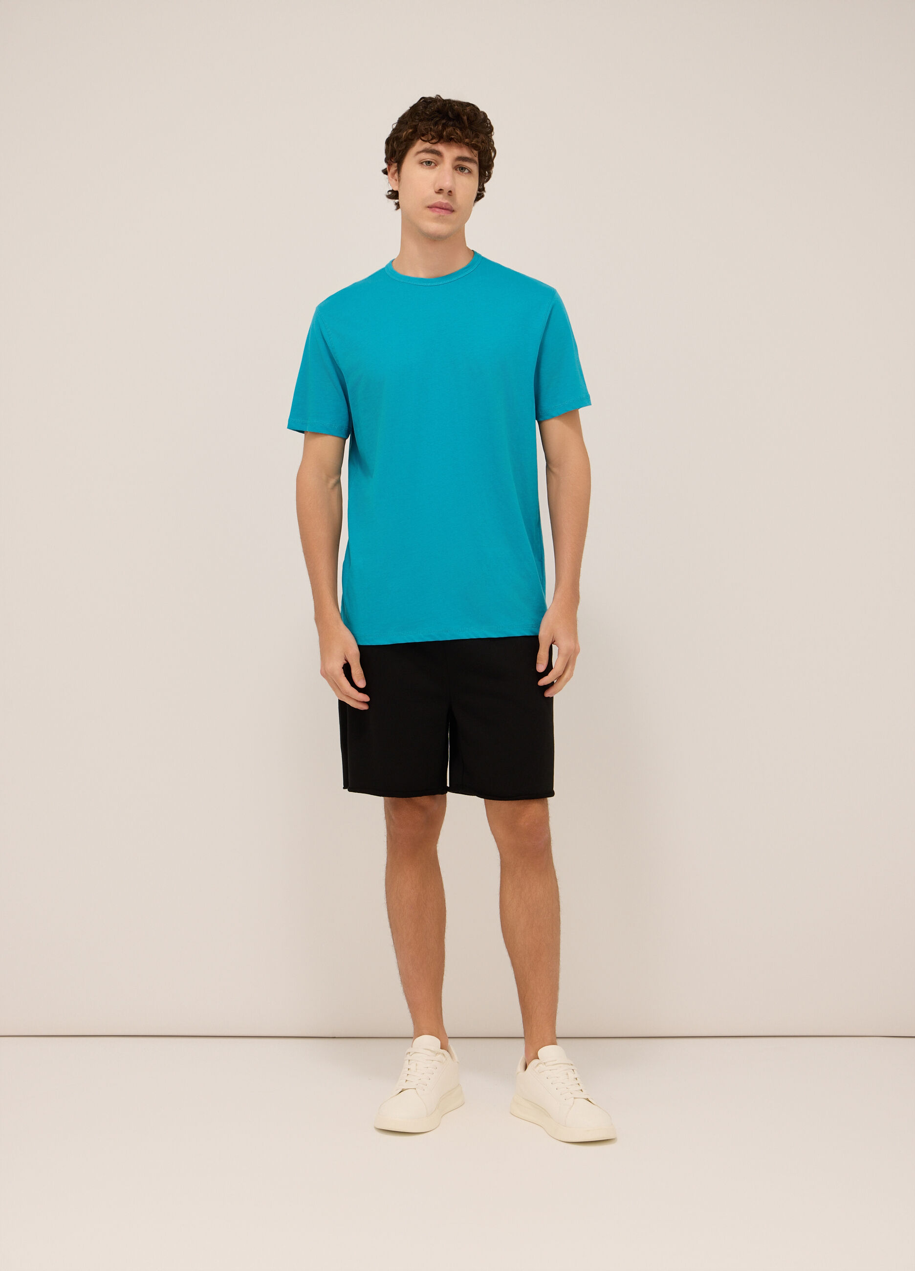 Shorts sportivi in felpa misto cotone uomo_0