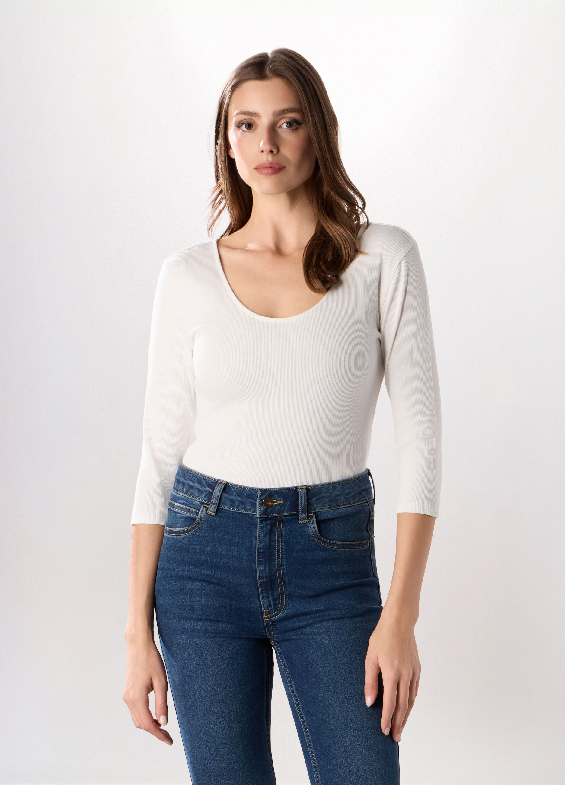 Body in costina di cotone stretch donna_0