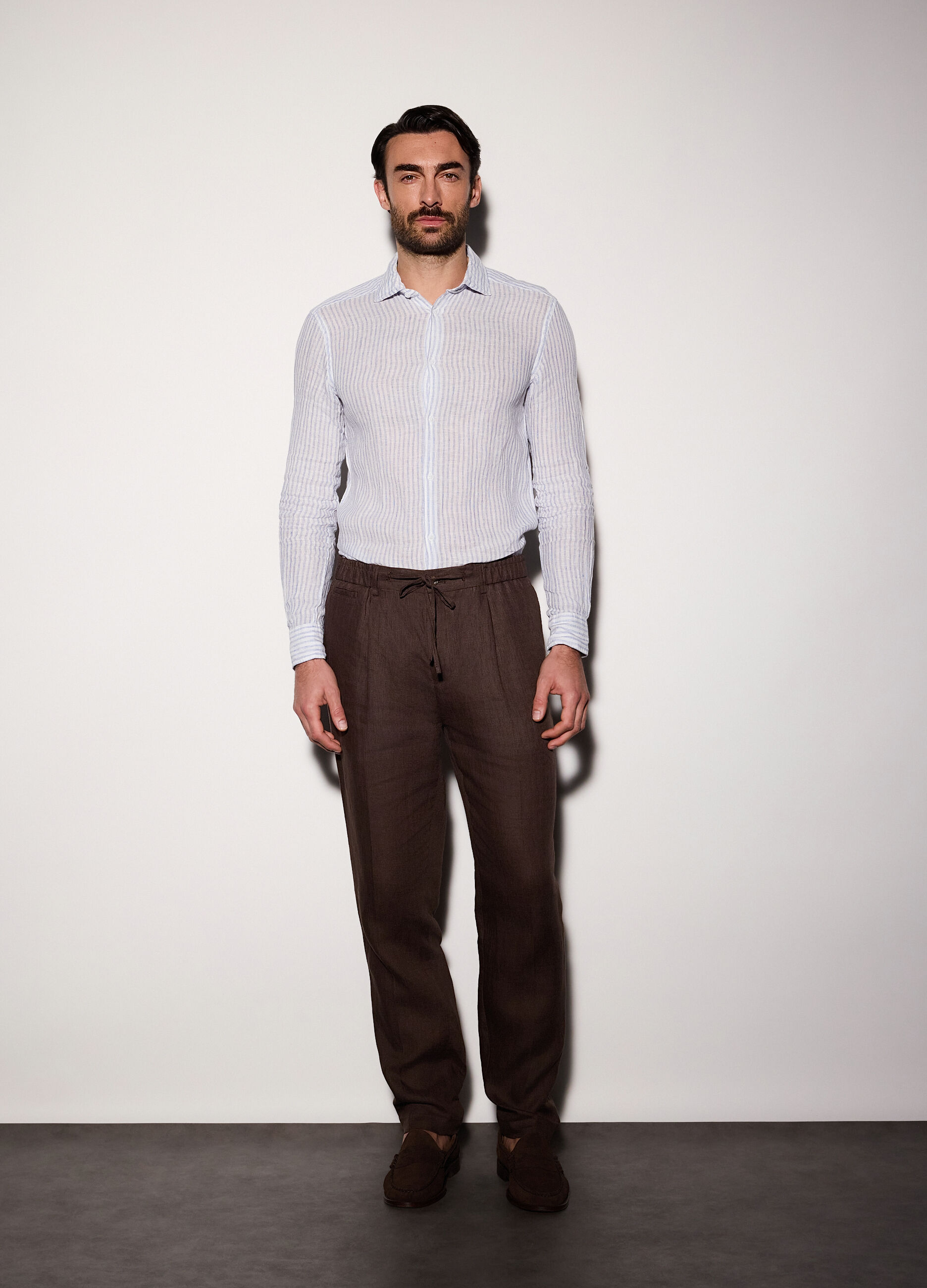 Pantaloni chino relaxed fit in lino uomo_0