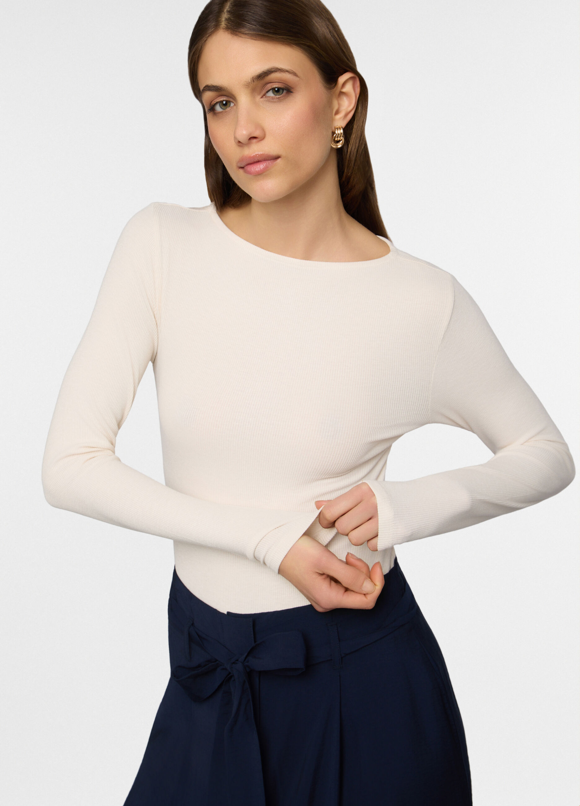 Body con scollo a barchetta stretch donna_2