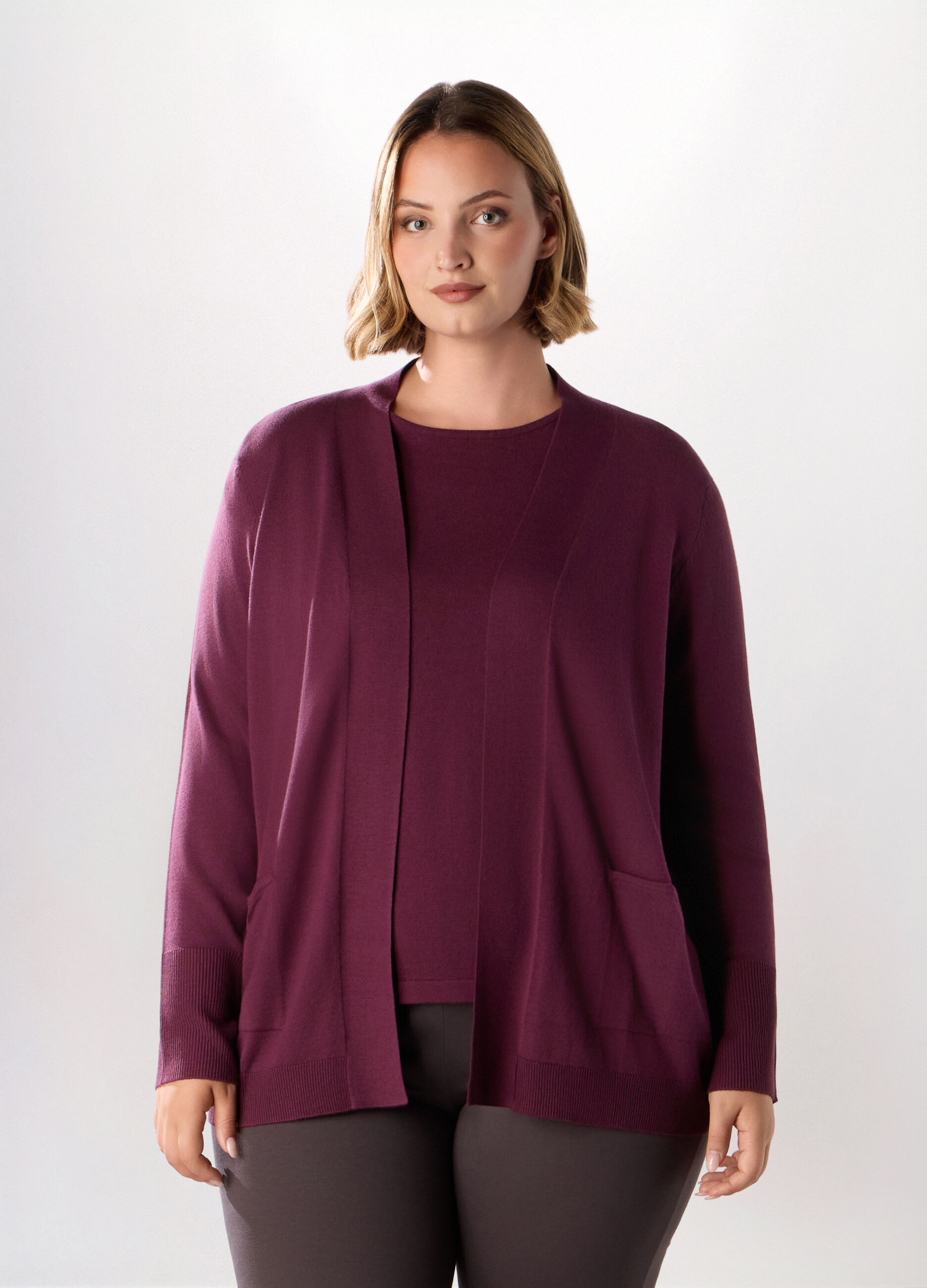 Cardigan aperto in misto viscosa donna curvy_0
