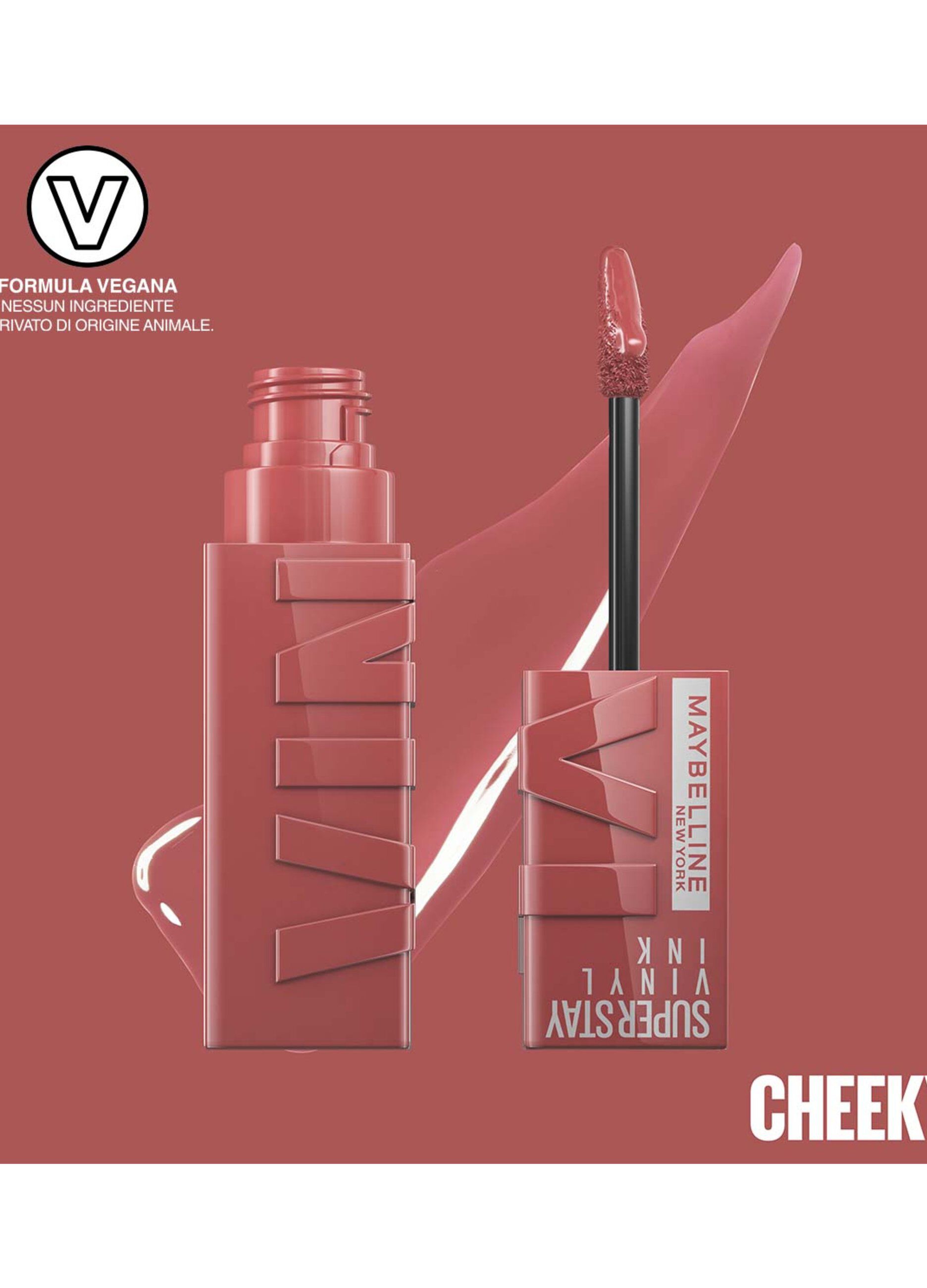 Rossetto rossetto a lunga tenuta effetto vinilico superstay vinyl ink 35 cheeky.
