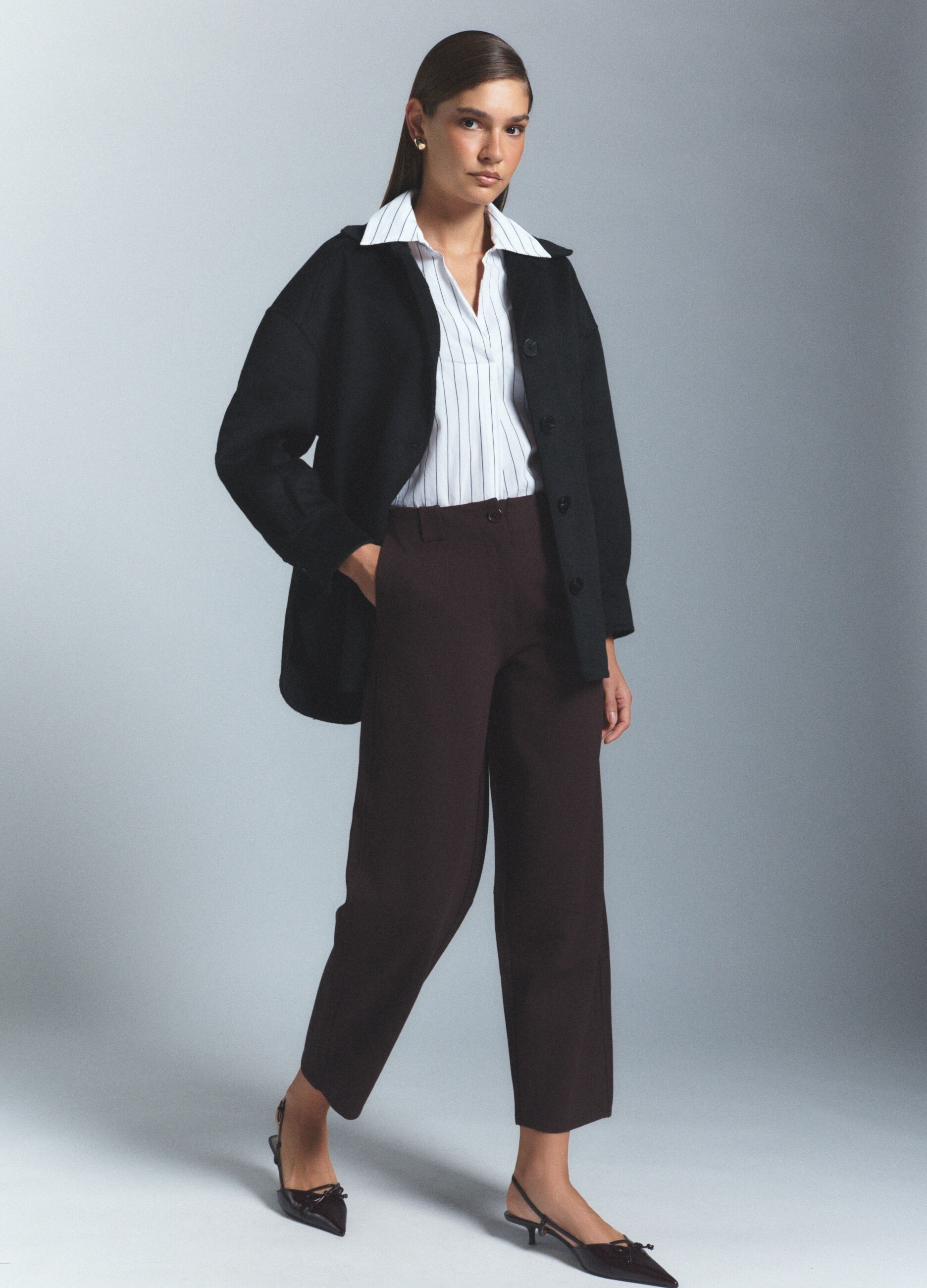Pantaloni Carrot Fit in Punto Milano di viscosa stretch donna_0