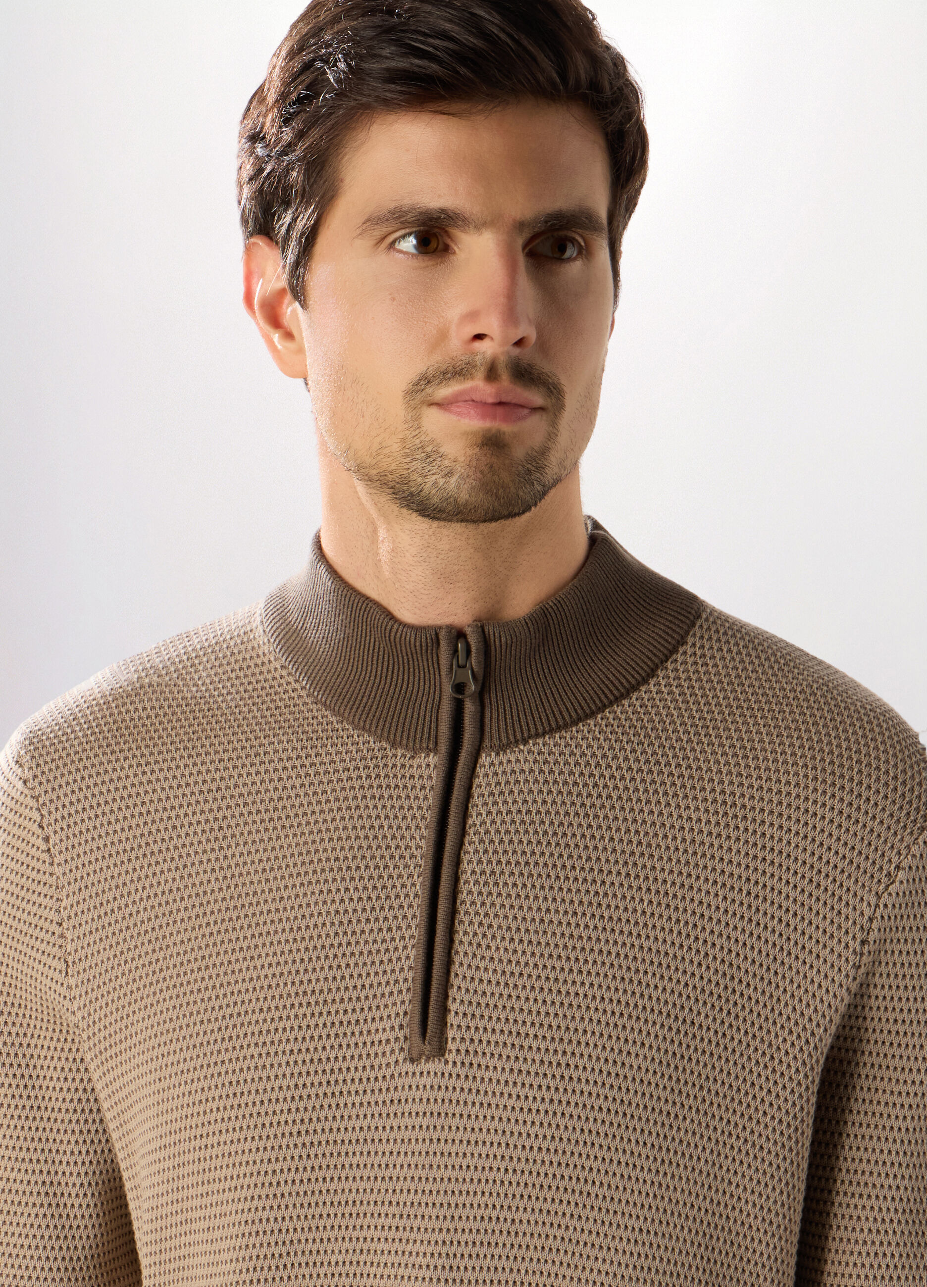 Maglione lupetto con zip in cotone uomo_2