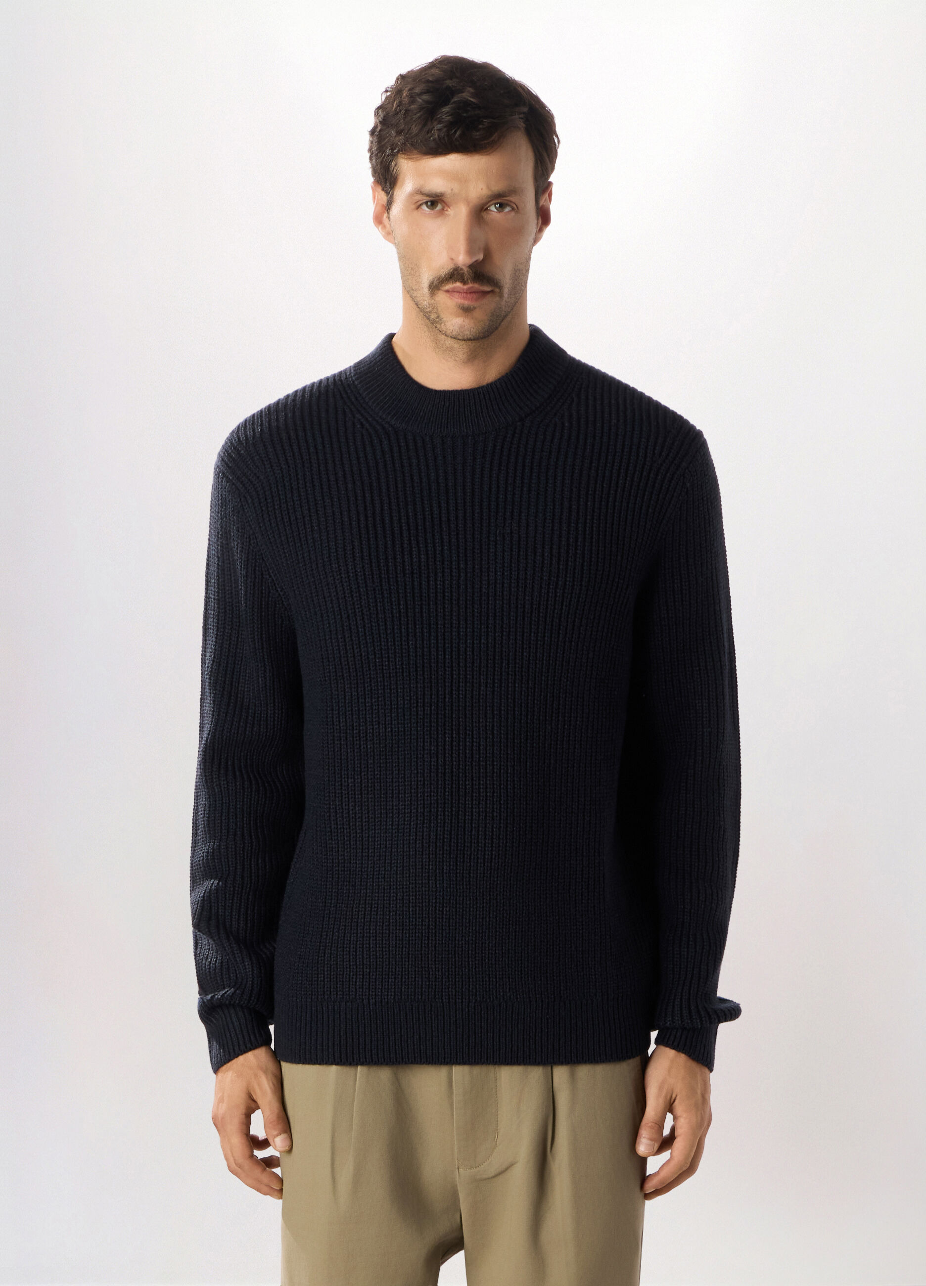 Maglione collo camino a costa inglese uomo_0