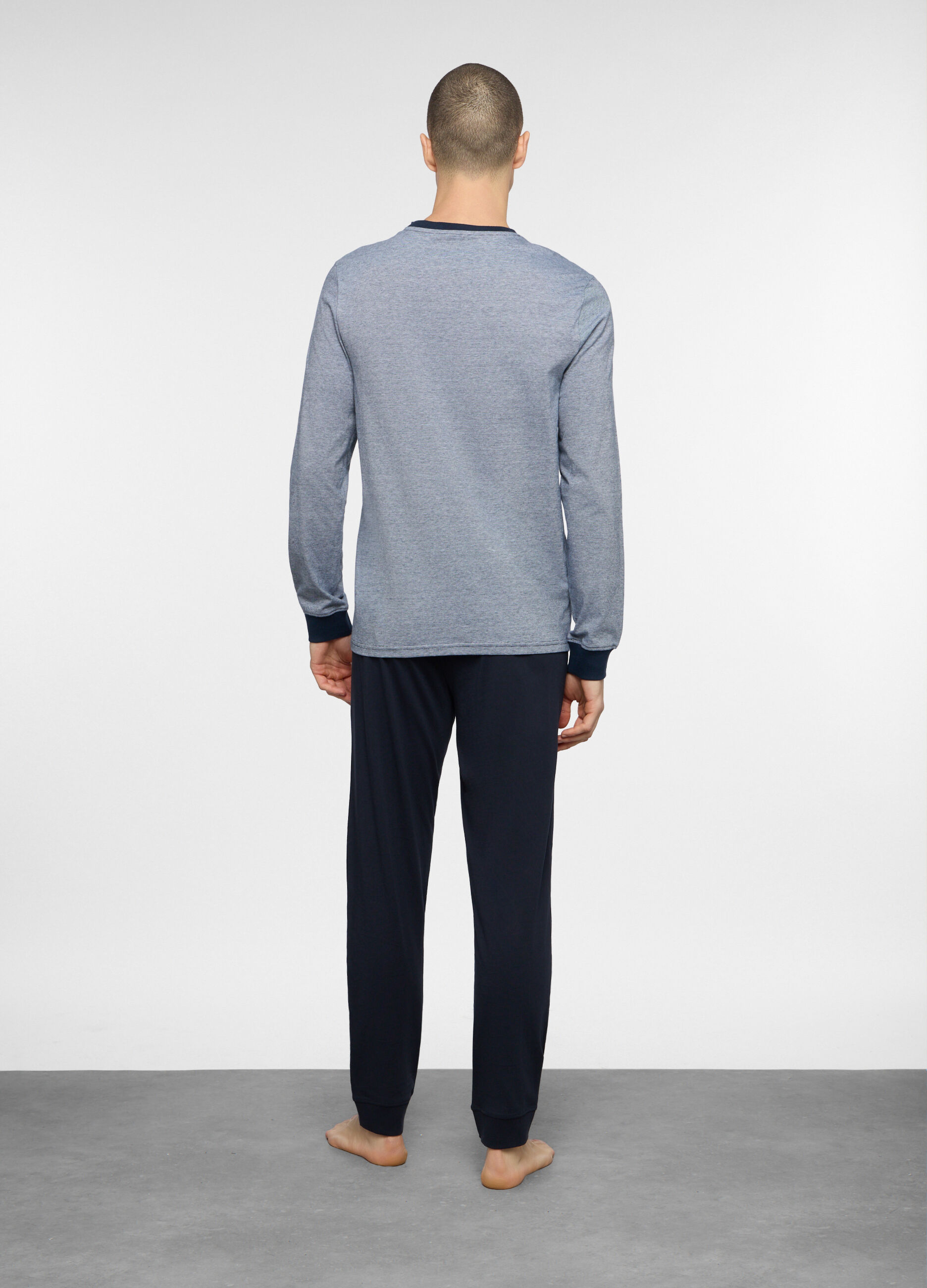 Pigiama lungo in jersey a righe uomo_1