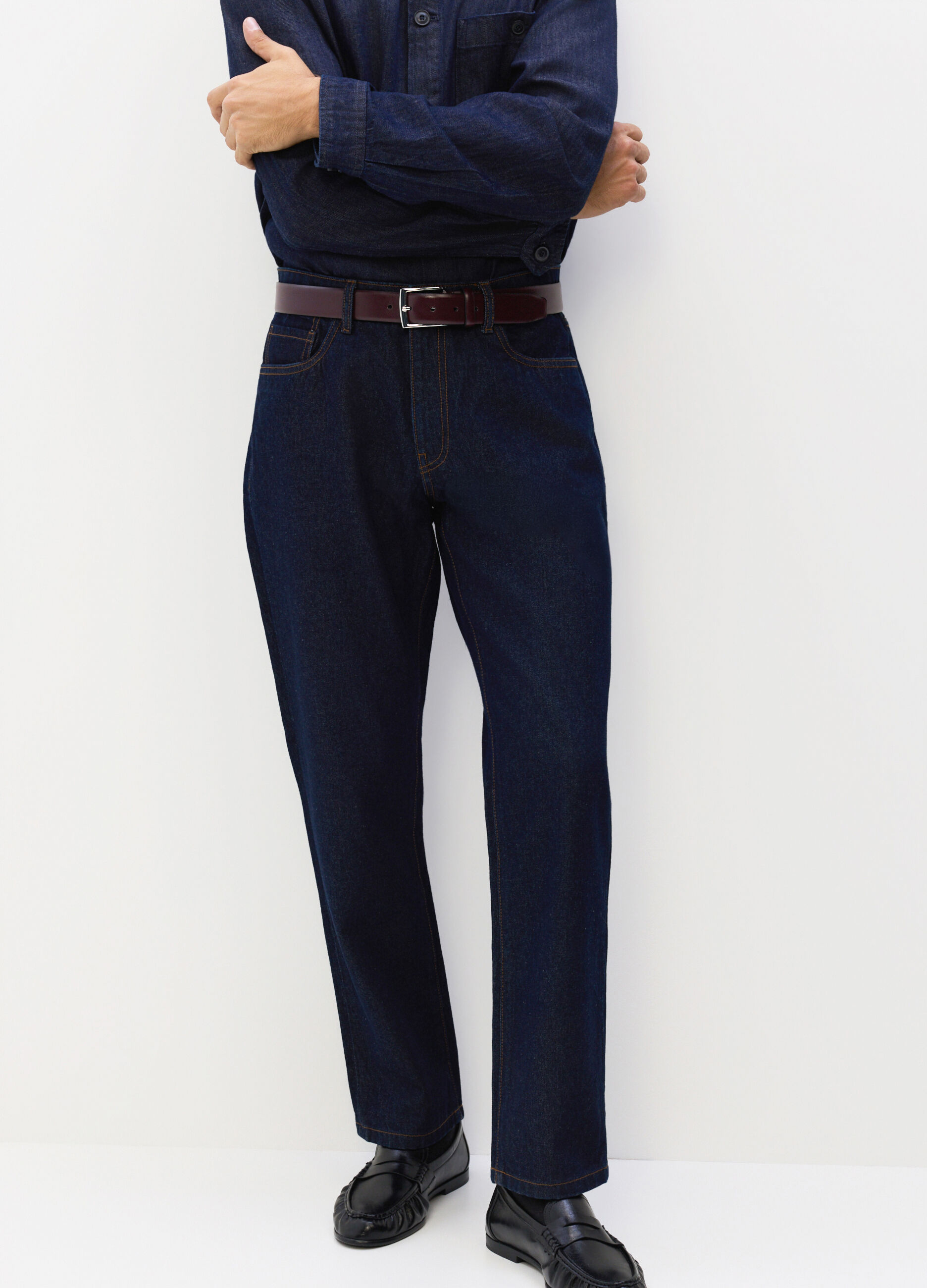 Jeans regular fit in denim cotone uomo_2