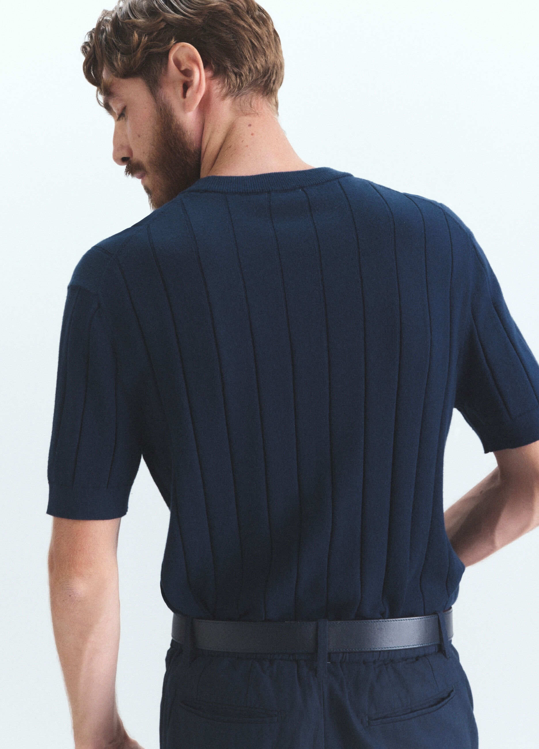 T-shirt in maglia a costa piatta uomo_3