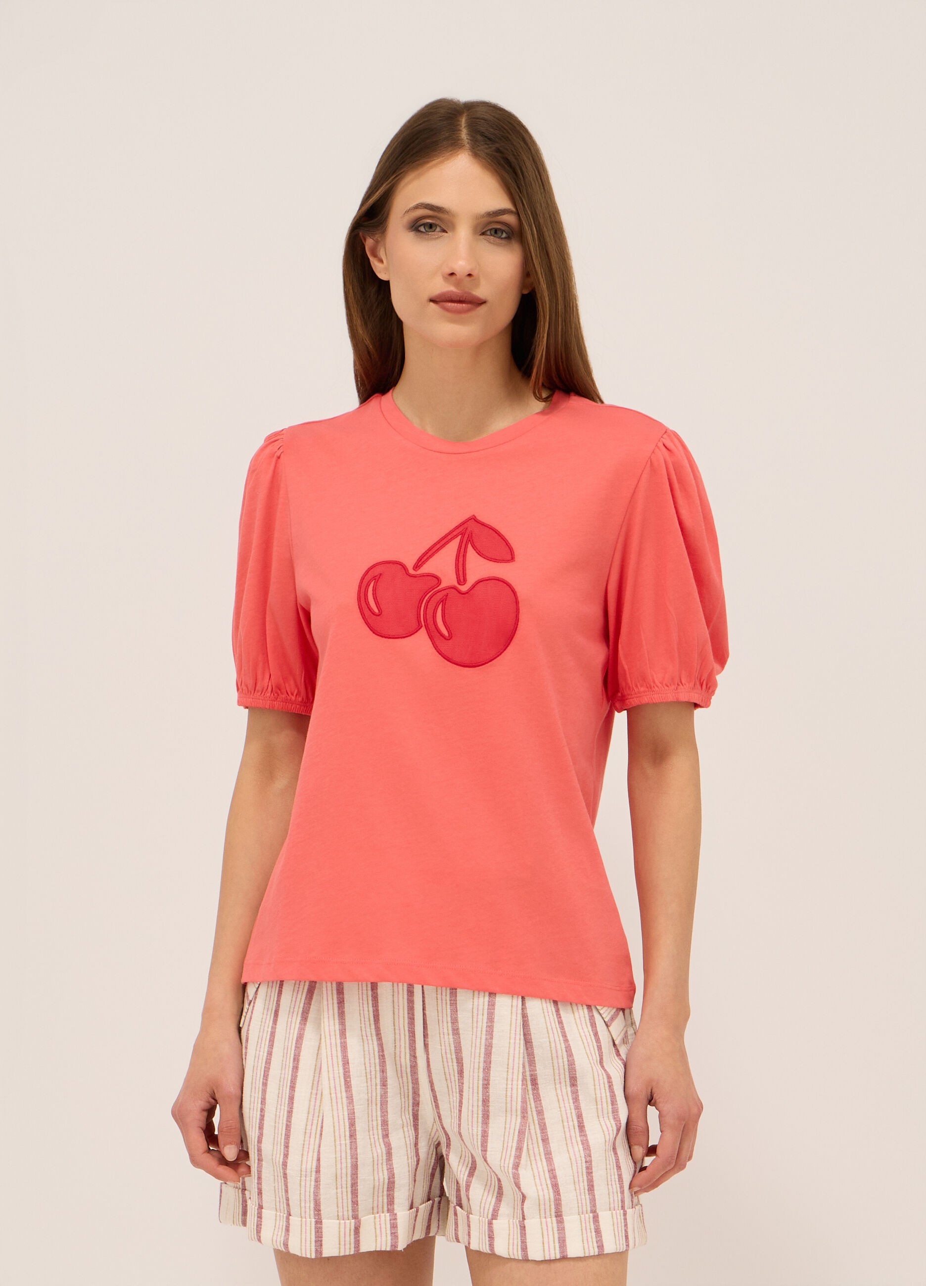 T-shirt in jersey di puro cotone donna_0