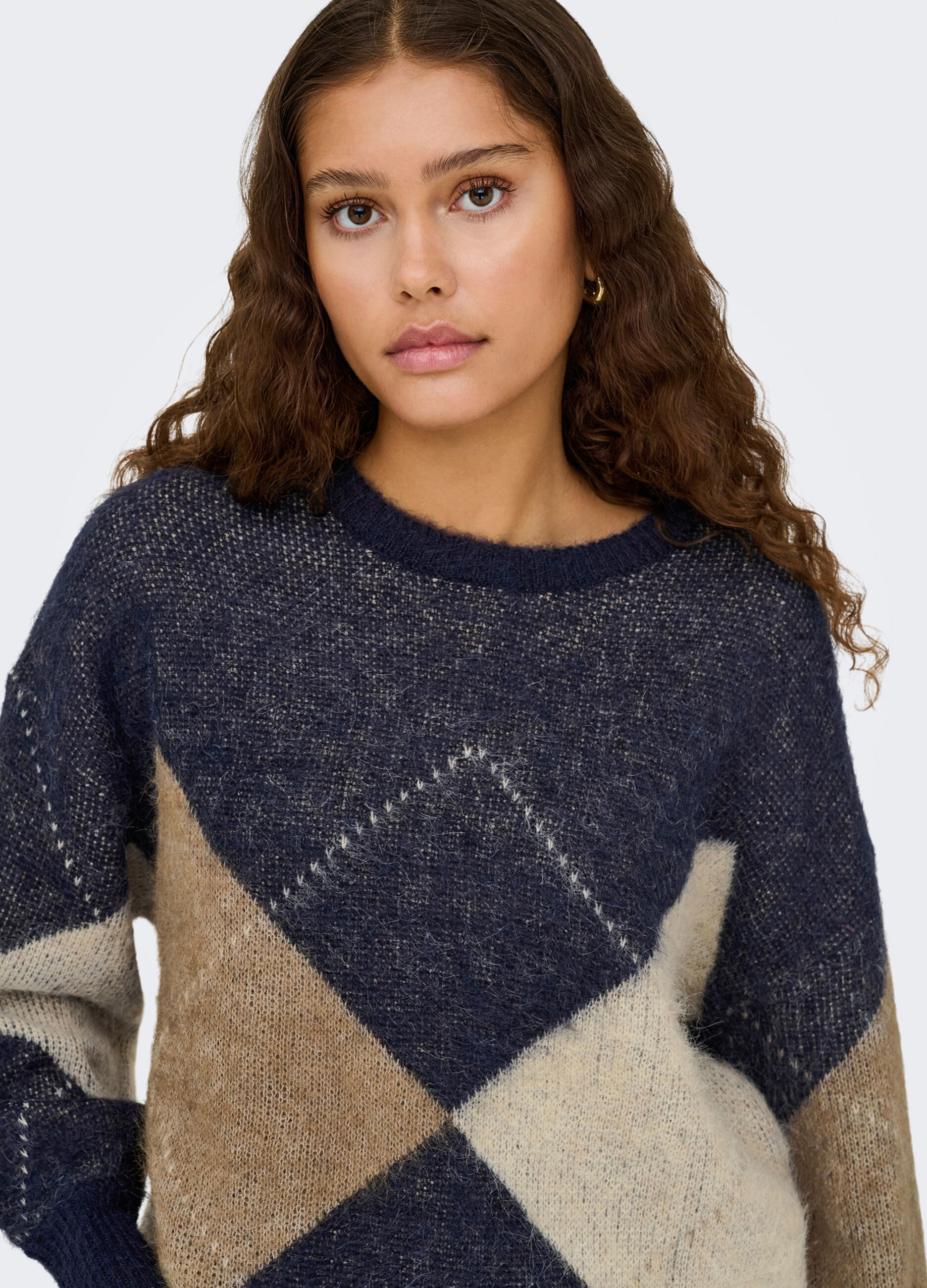 Pullover jaquard a quadri donna_4