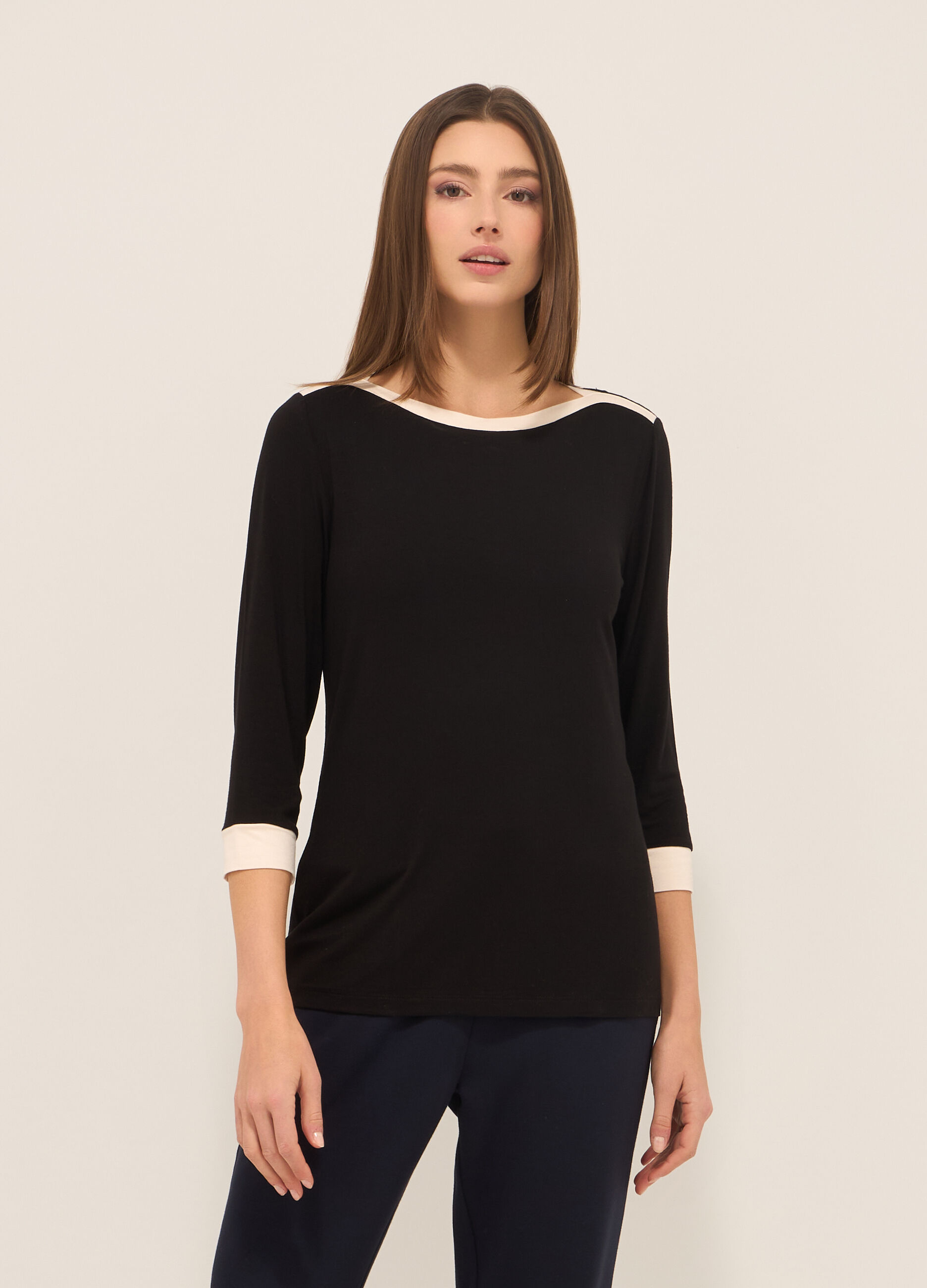 T-shirt in jersey di viscosa stretch donna_0