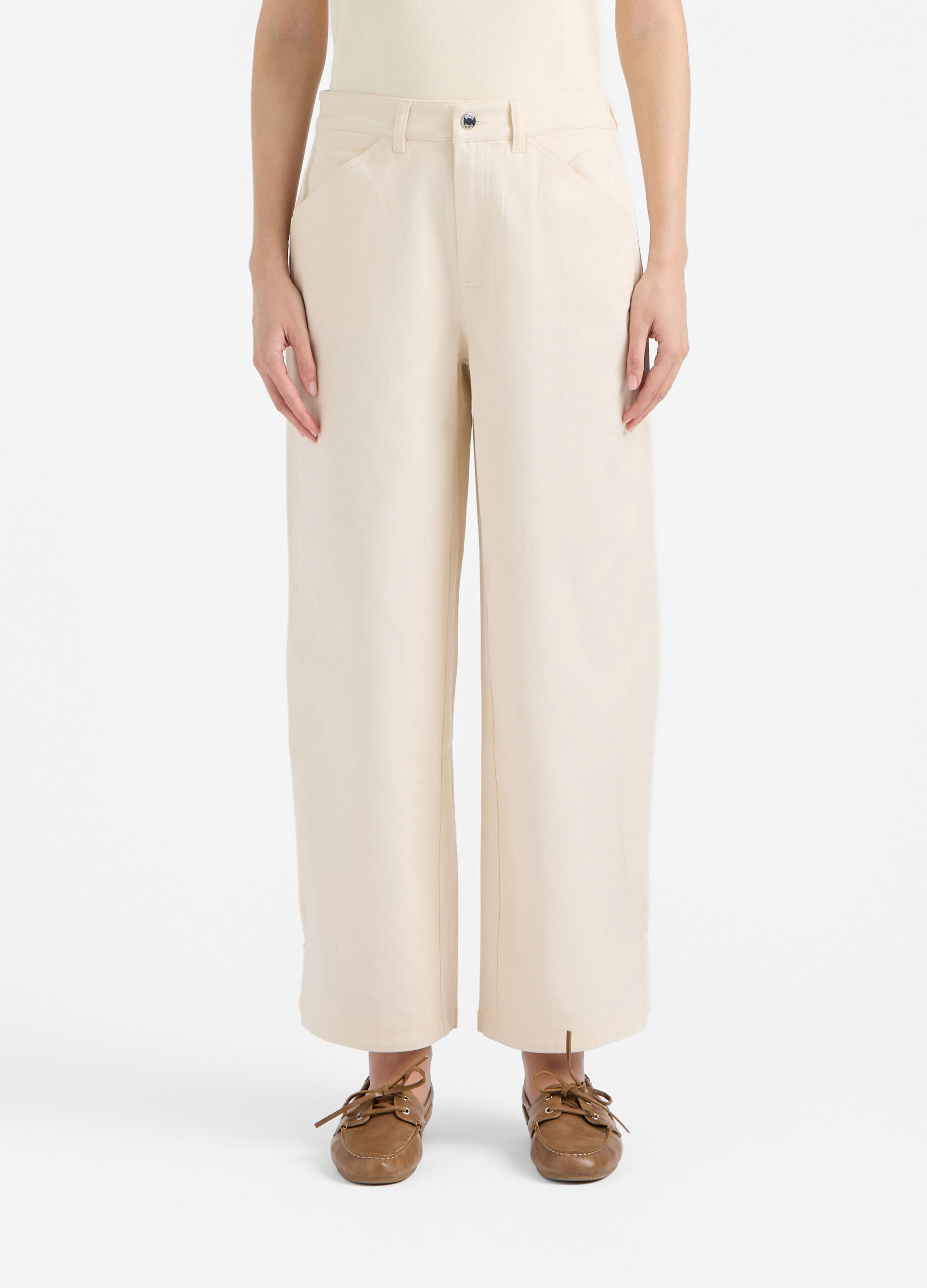 Pantaloni Fit Over in Twill di cotone stretch donna_1