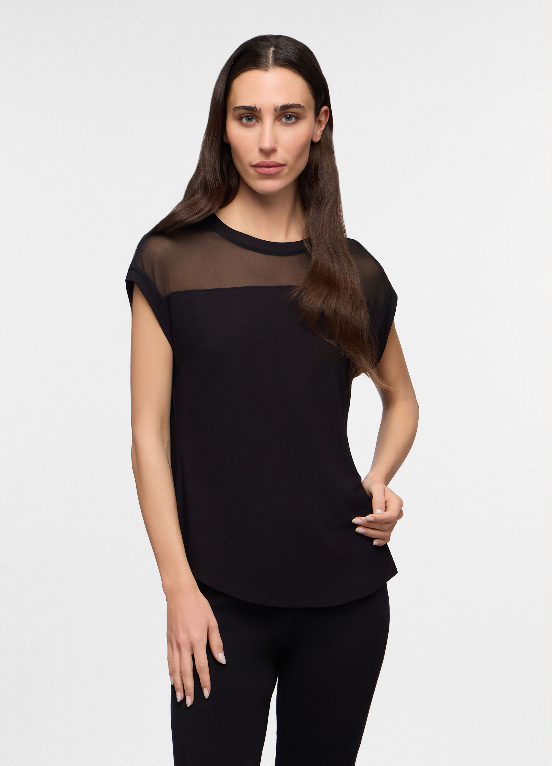 T-shirt girocollo stretch donna_0