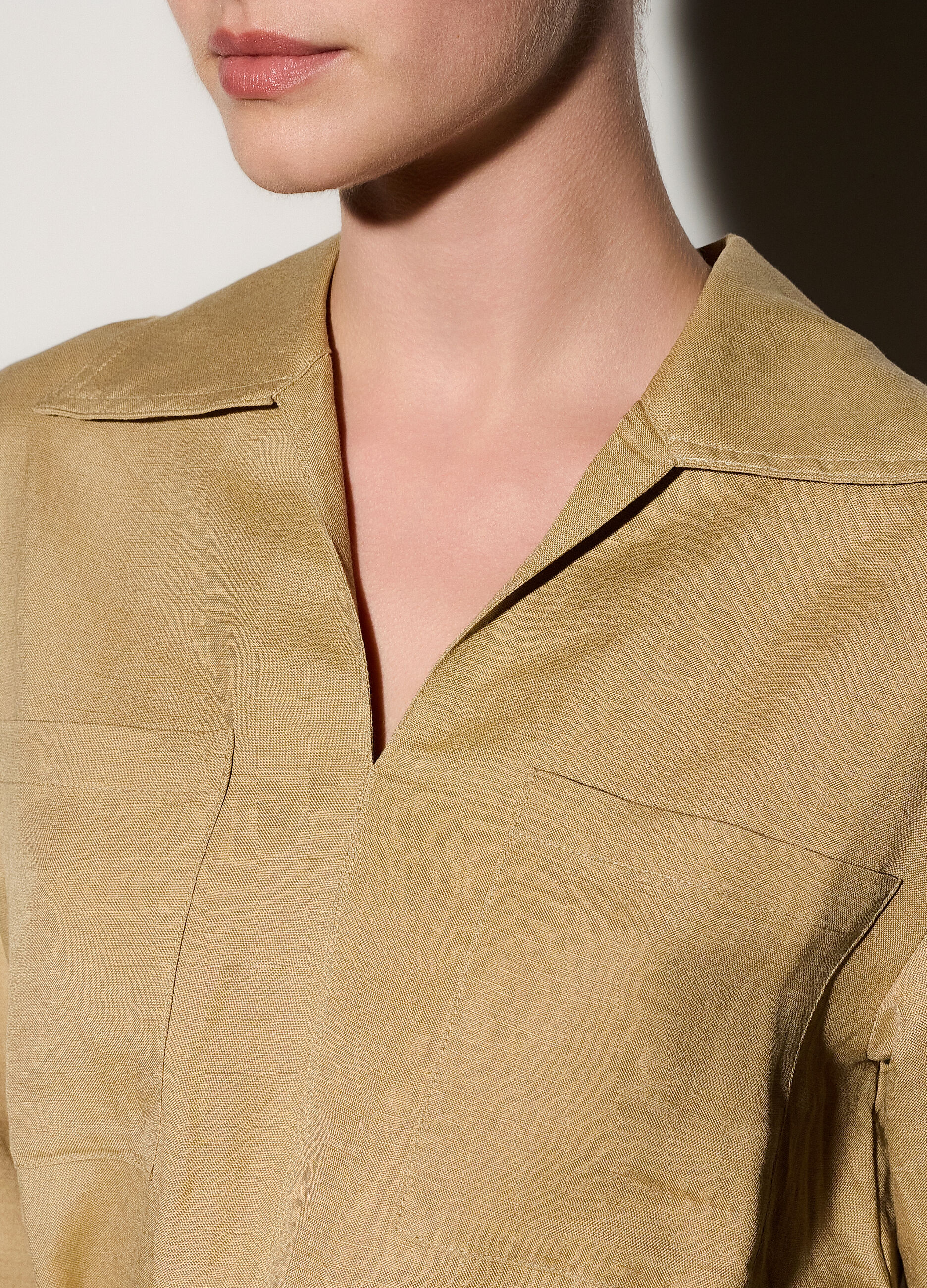 Abito corto misto lino donna_3