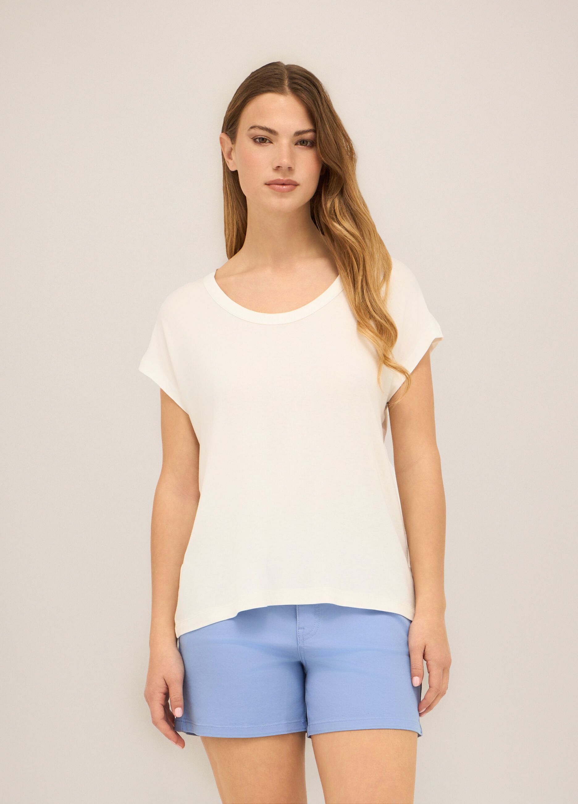 T-shirt in jersey di viscosa stretch donna_0