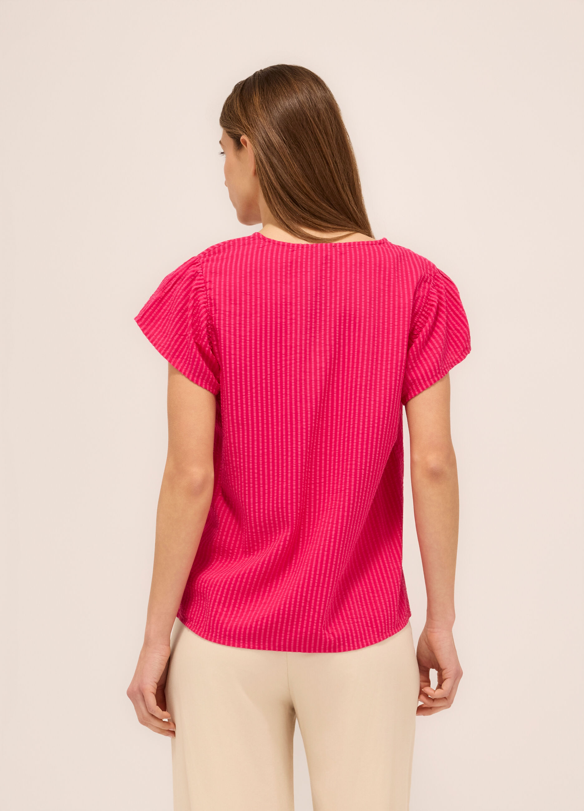 Blusa misto cotone seersucker donna_1