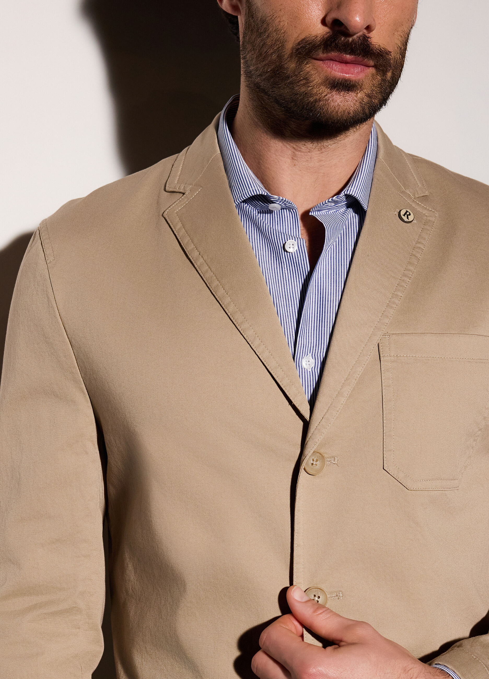 Blazer destrutturato in cotone stretch uomo_2