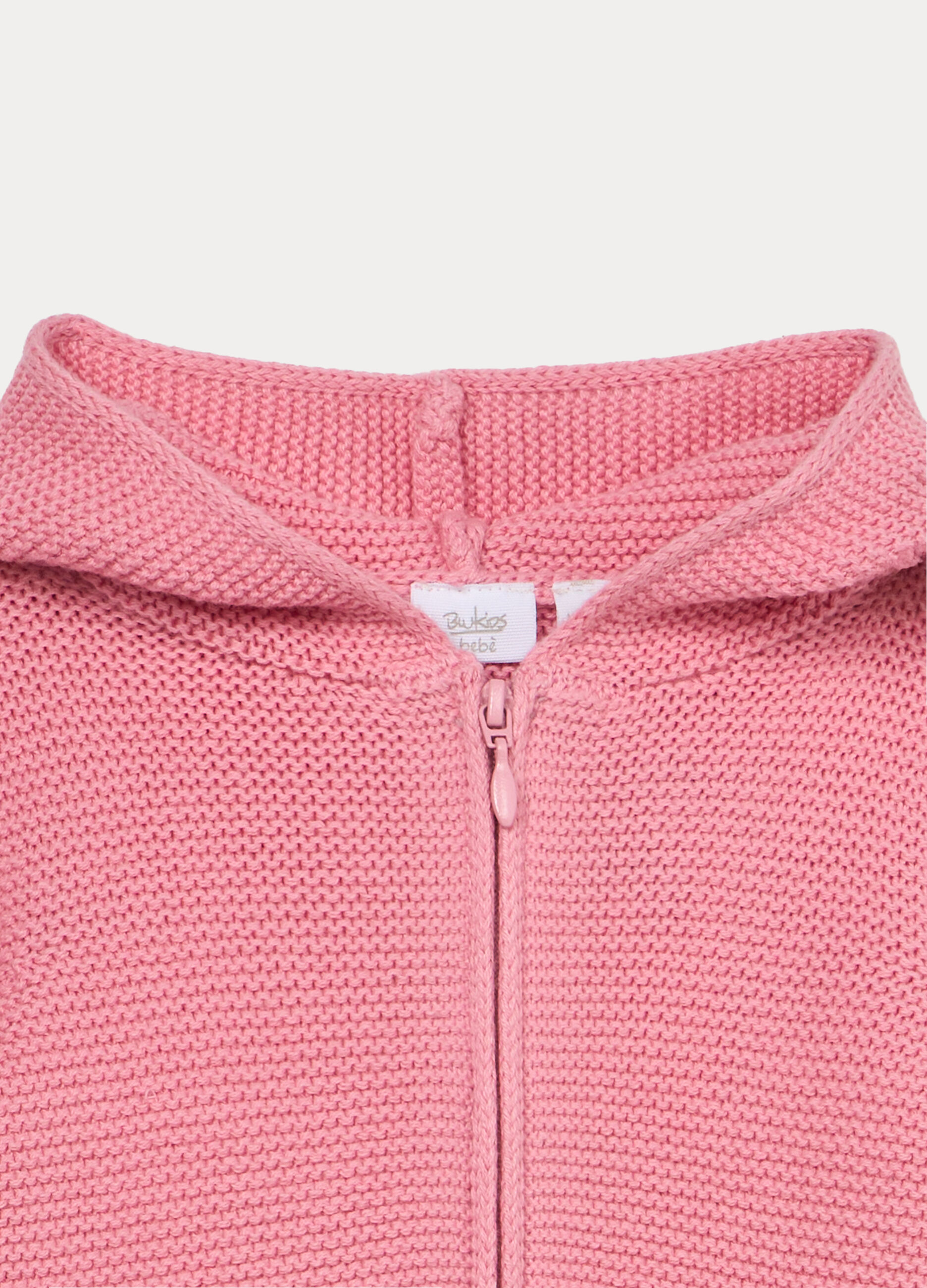 Cardigan in maglia rasata con cappuccio neonata_2