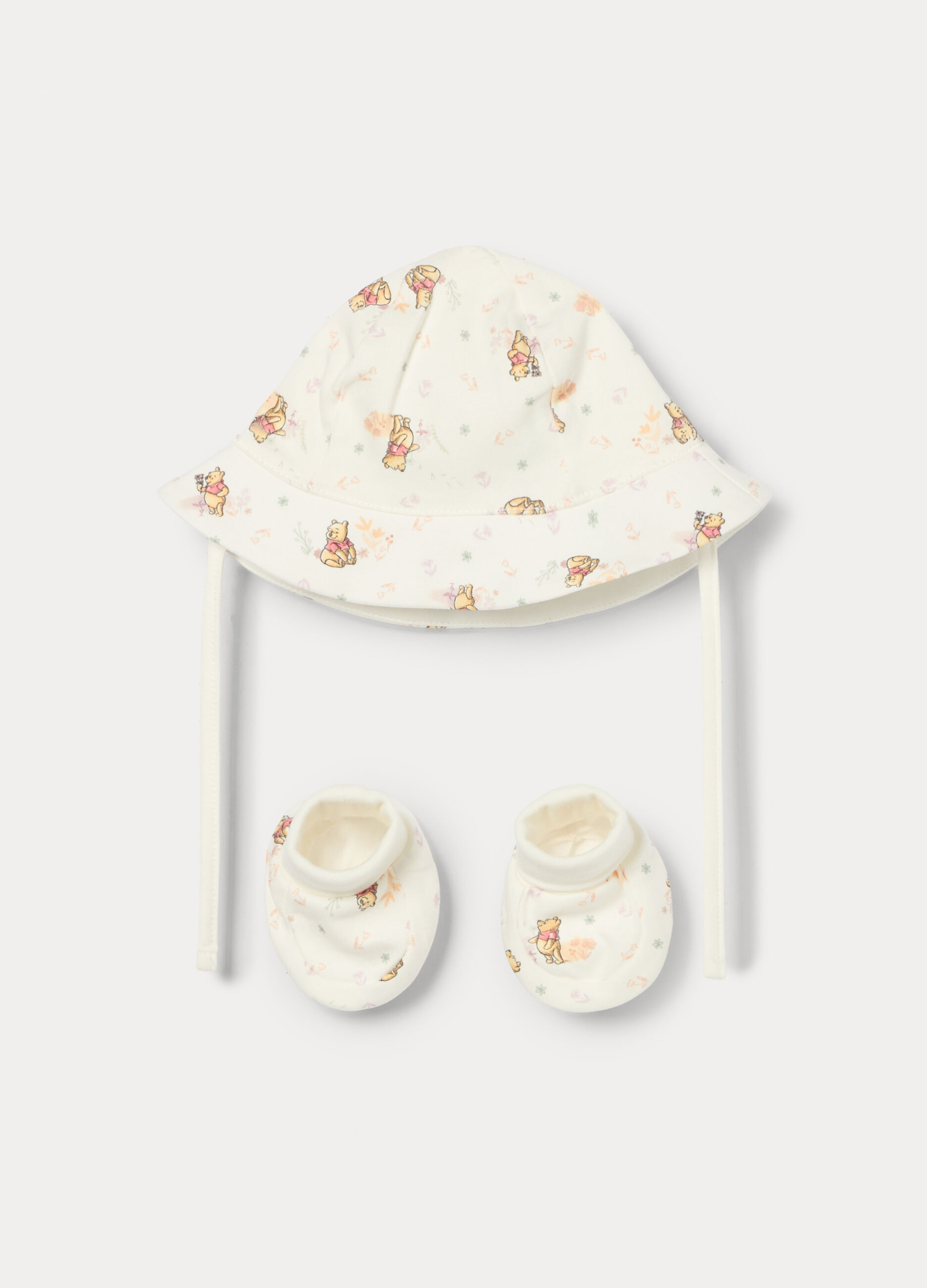 Set Disney berretto + scarpine in interlock di puro cotone neonata_0