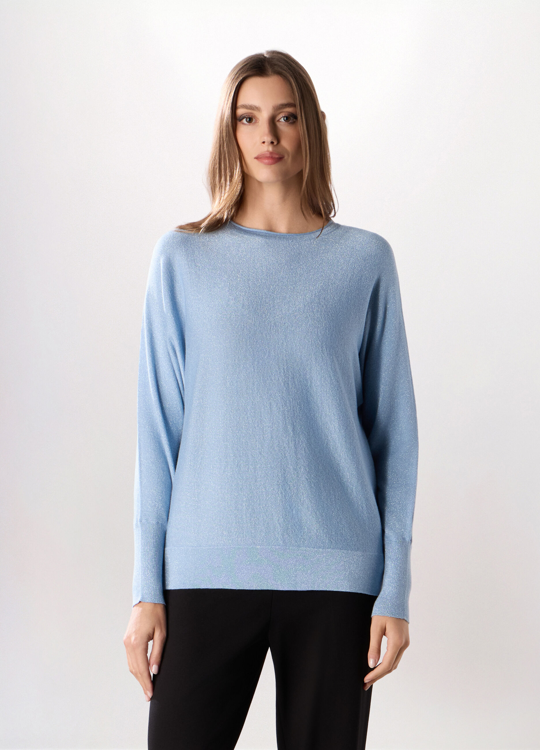 Tricot misto viscosa e filo lurex donna_0