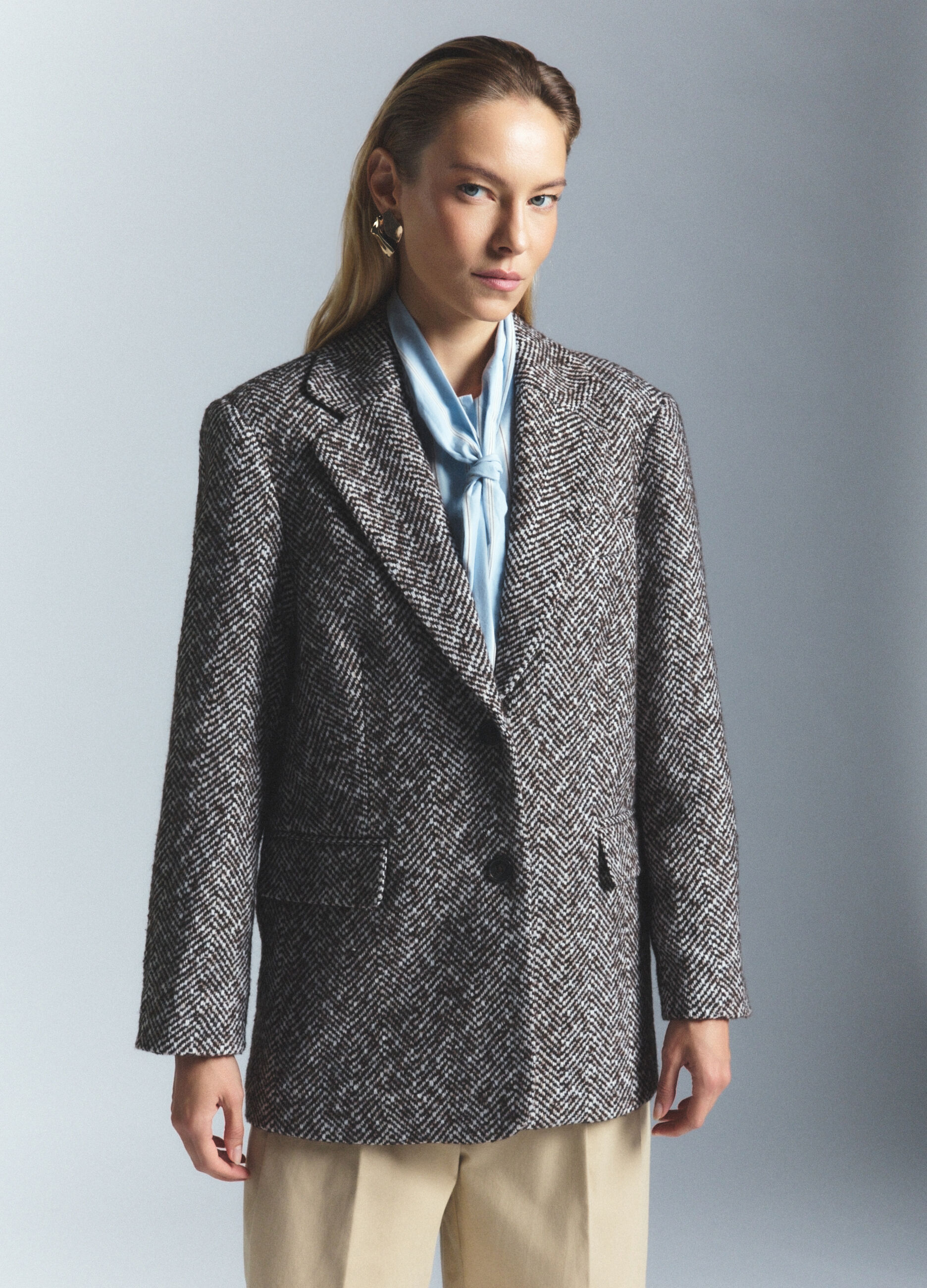 Blazer con collo reverse misto viscosa donna_1