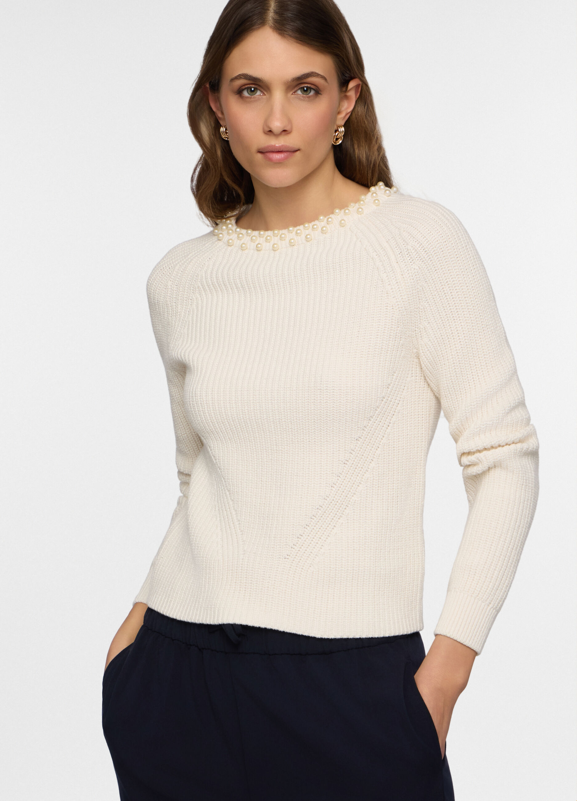 Pullover girocollo in costina donna_0
