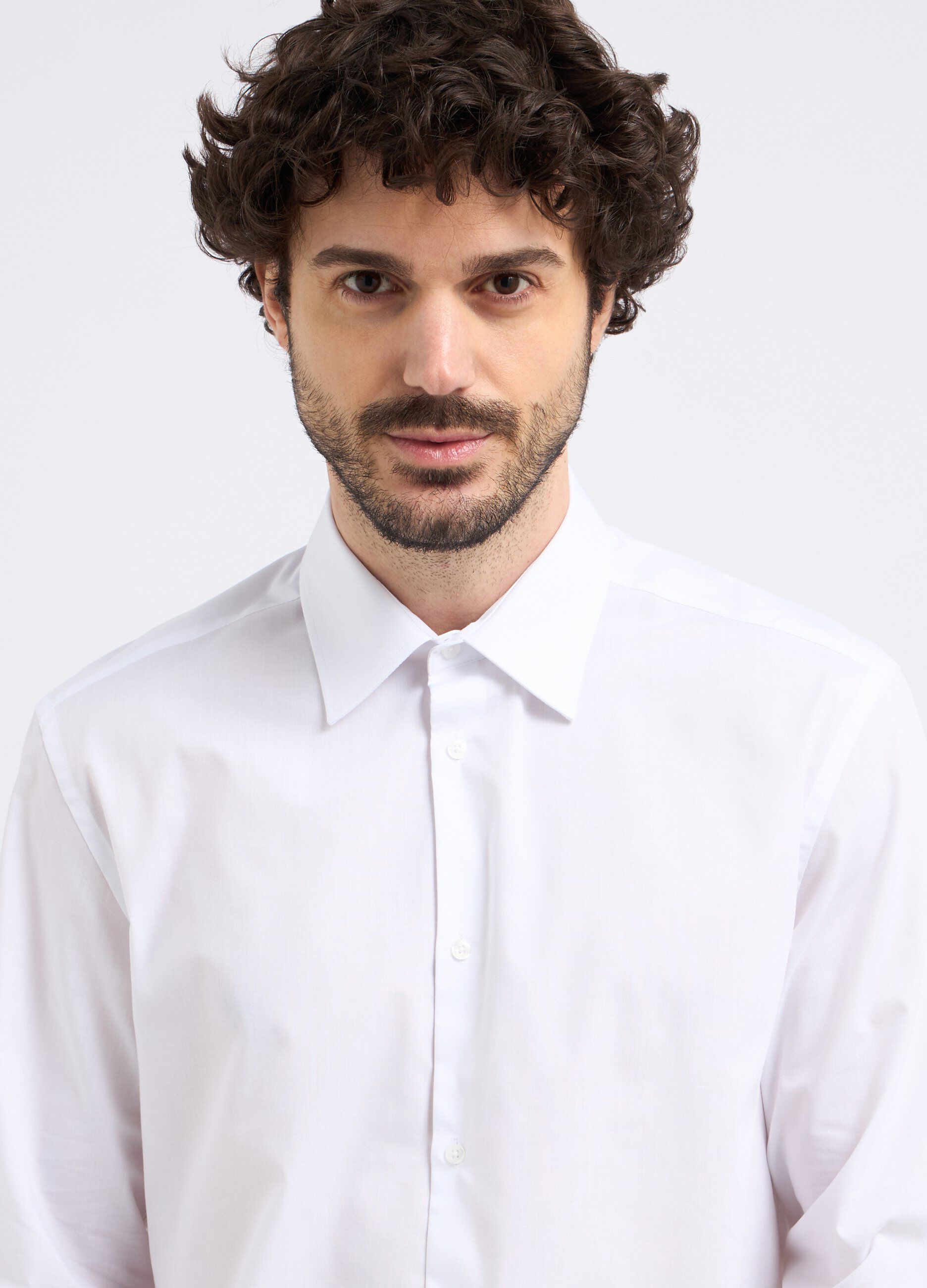 Camicia a maniche lunghe in tinta unita uomo_2