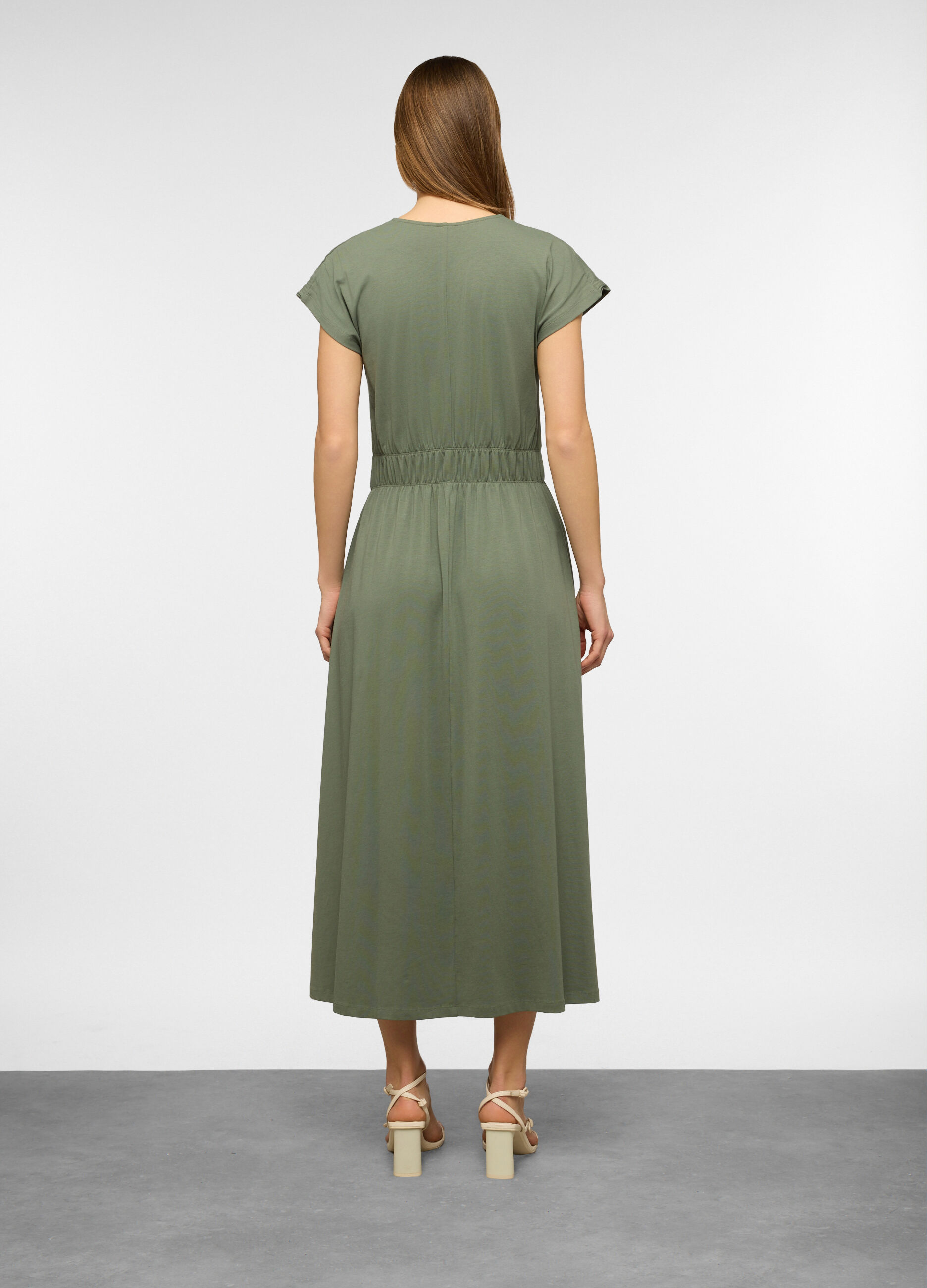 Vestito lungo in jersey di cotone stretch donna_1