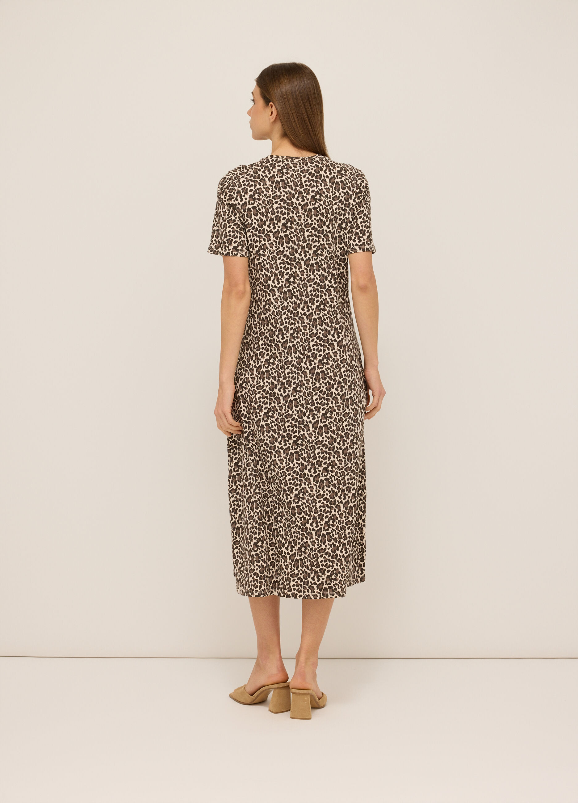 Abito lungo in jersey di cotone stretch donna_1