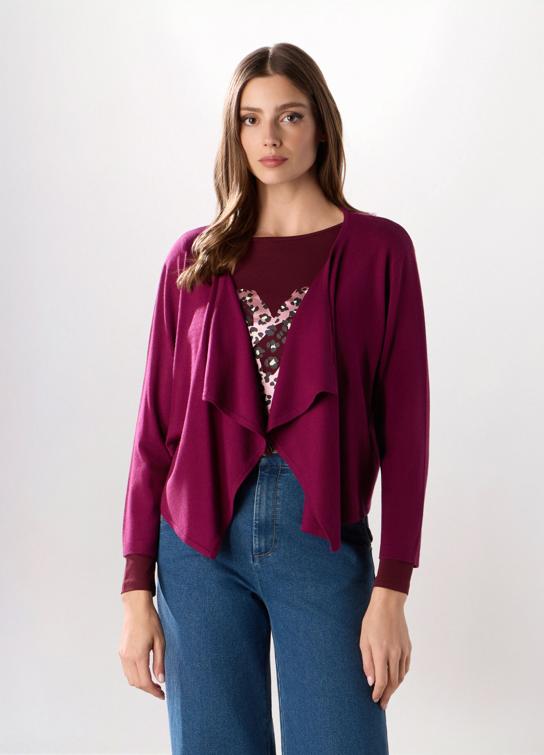 Cardigan aperto sciallato donna_0