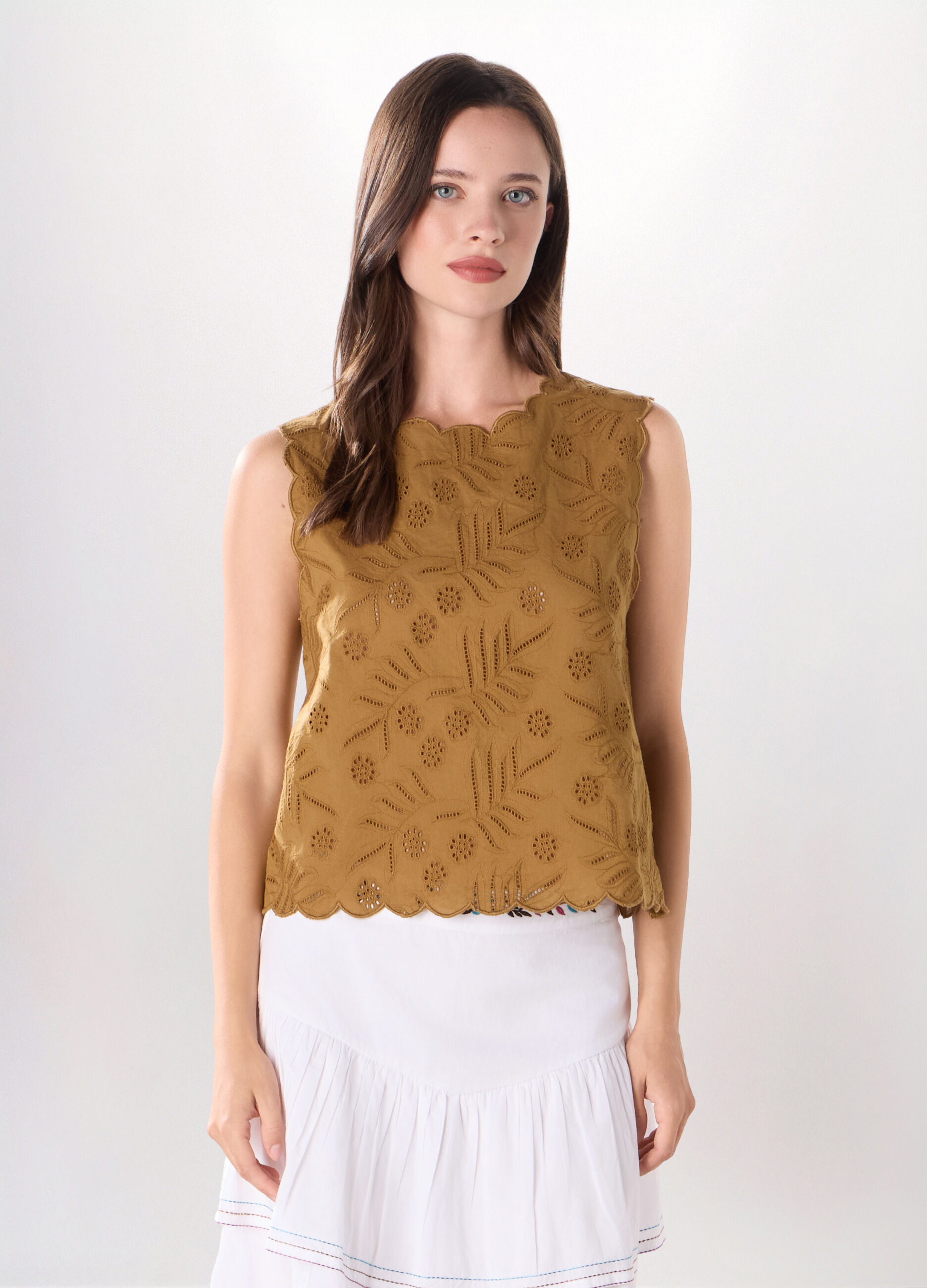 Top cropped in puro cotone donna_0