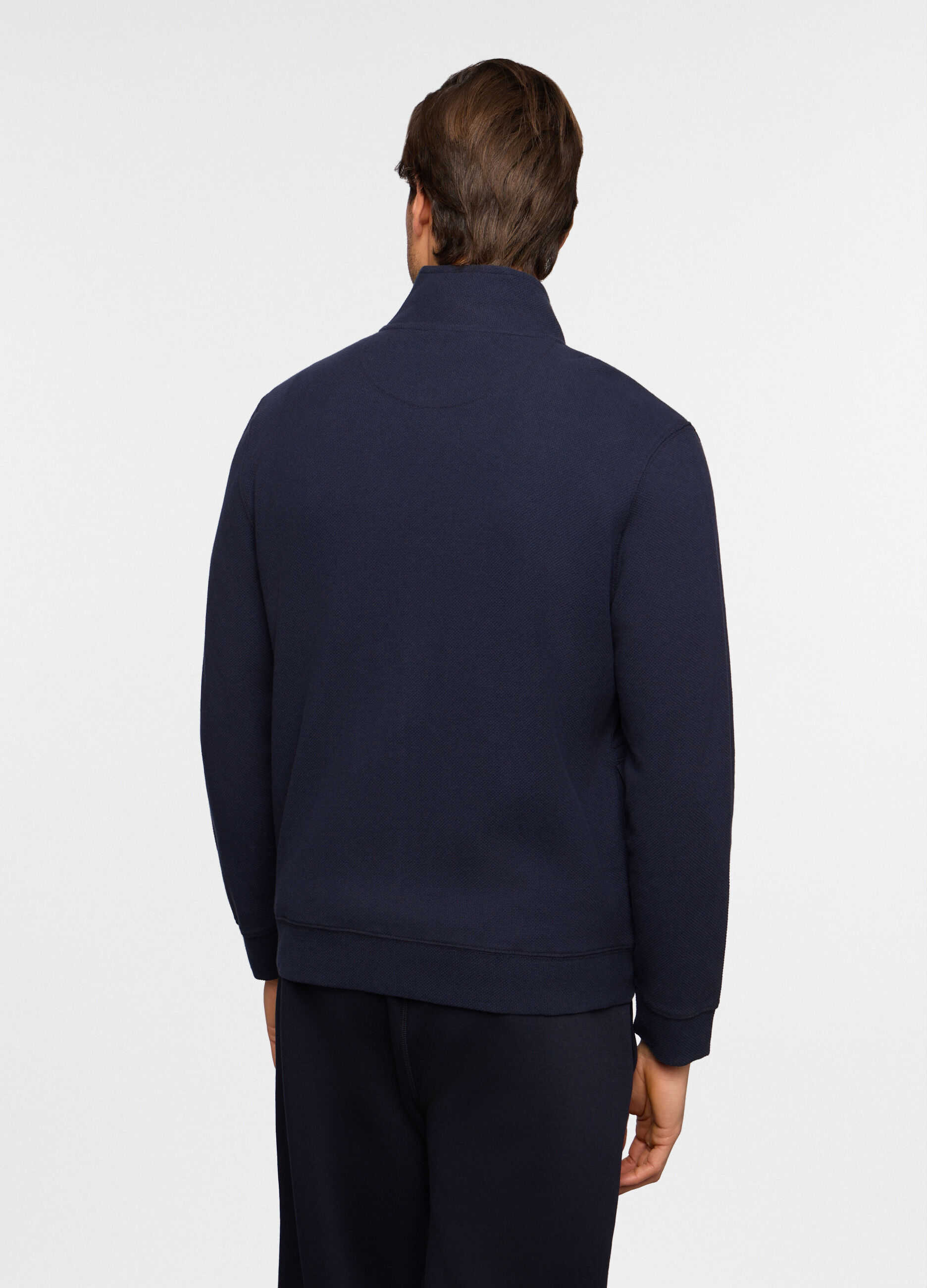 Felpa con zip in maglia di cotone uomo_1