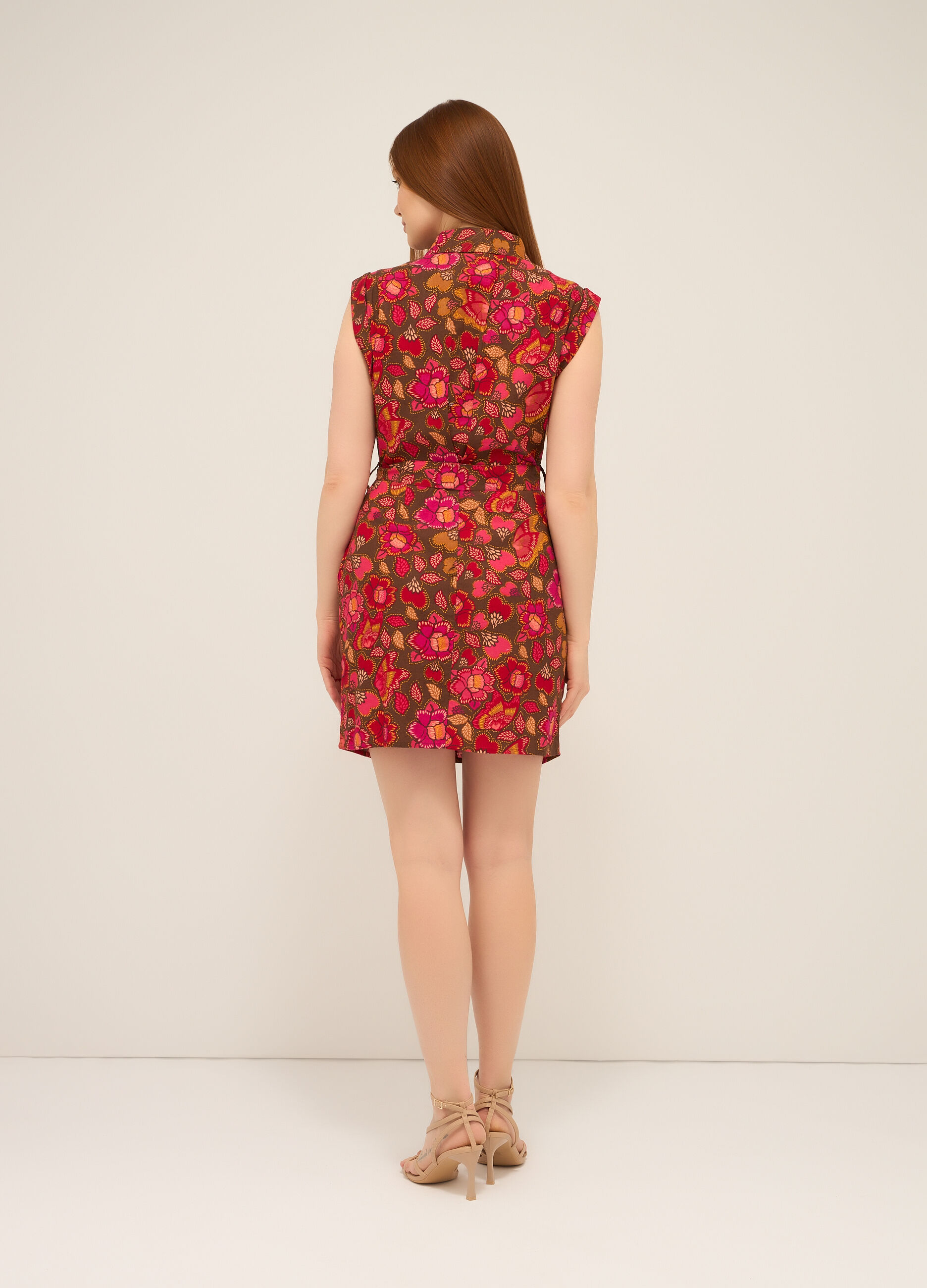 Vestito corto misto lino donna_1