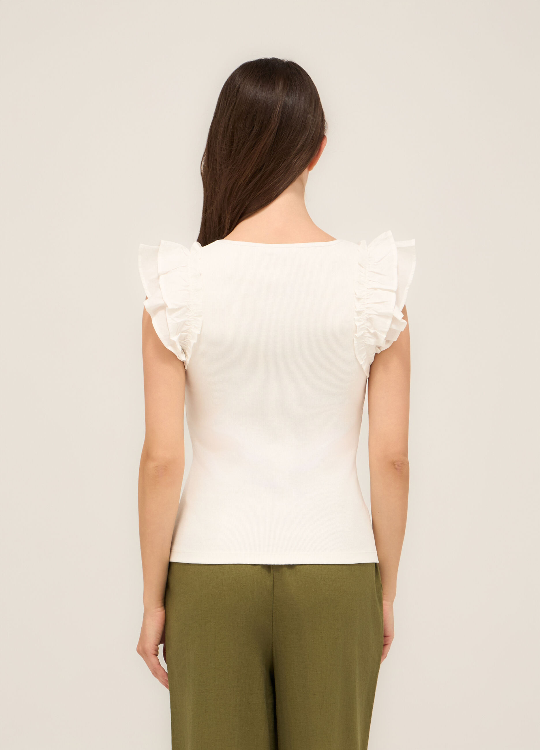 Canotta in costina di cotone stretch donna_1