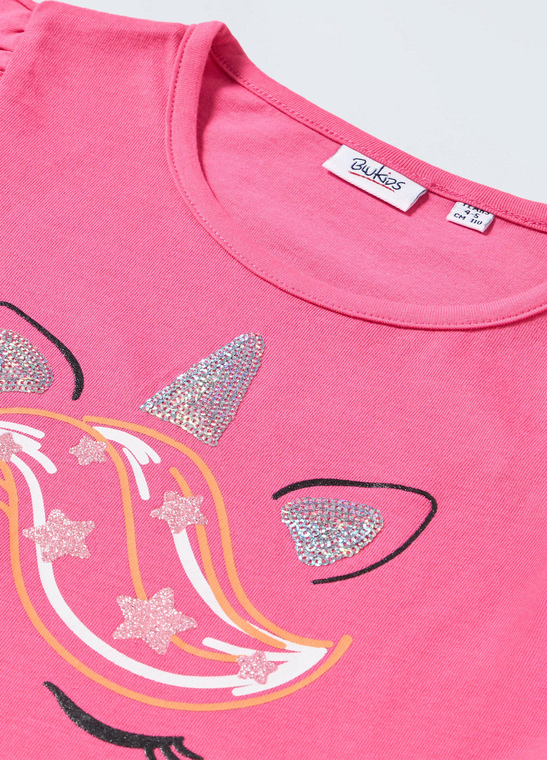 T-shirt in puro cotone con paillettes bambina