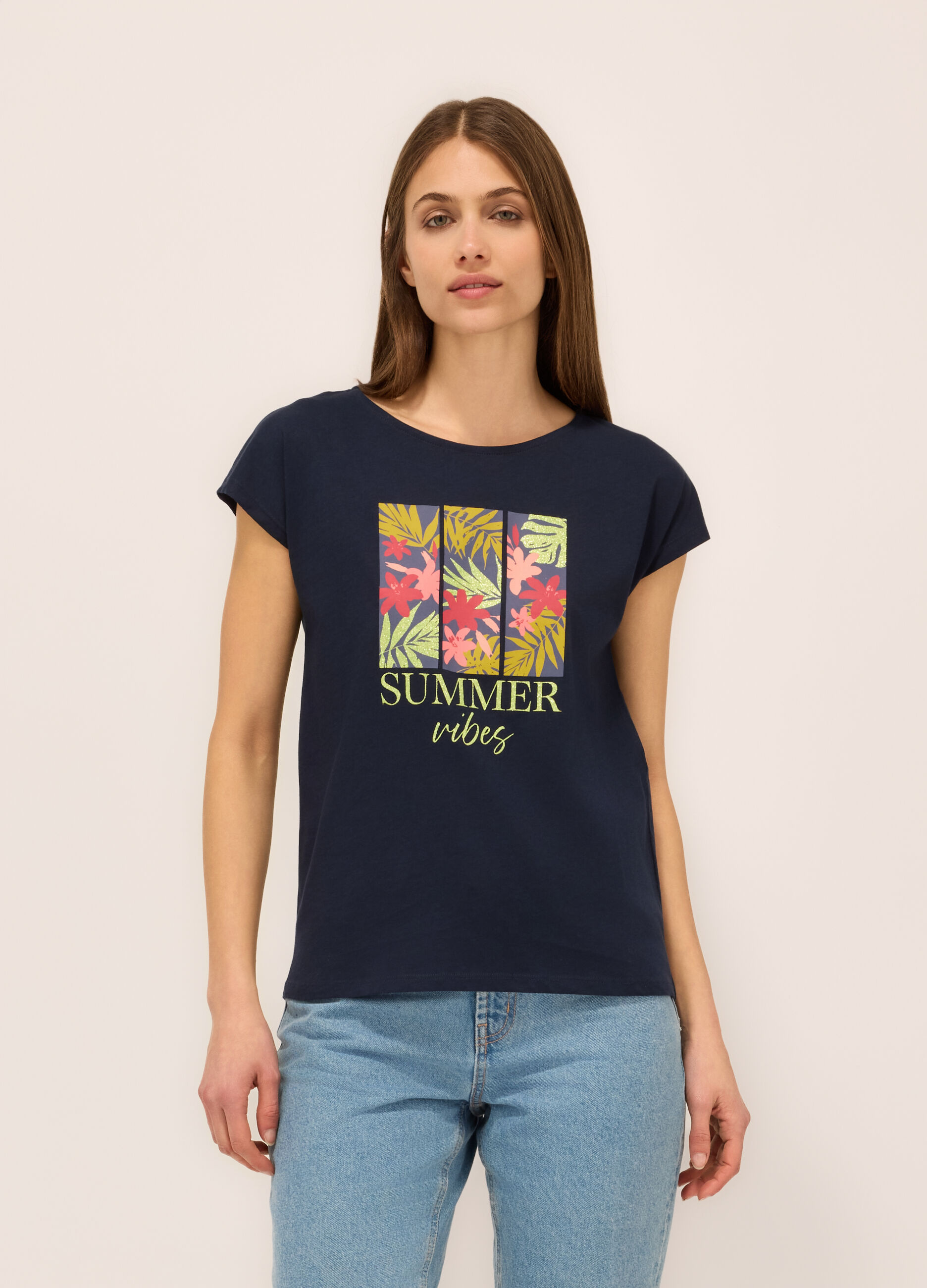 T-shirt in jersey di puro cotone donna_0