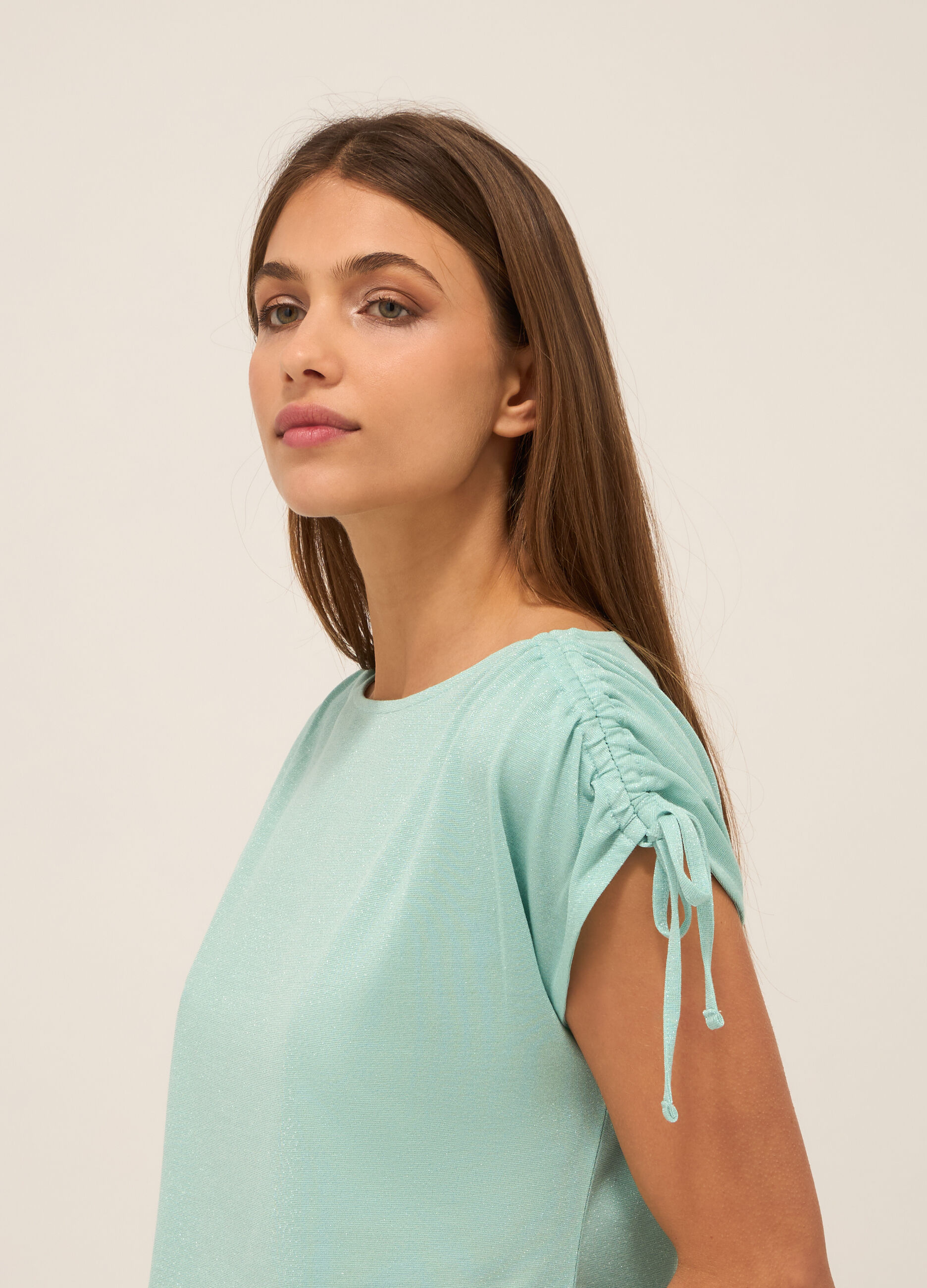 T-shirt in misto viscosa e filo lurex donna_2
