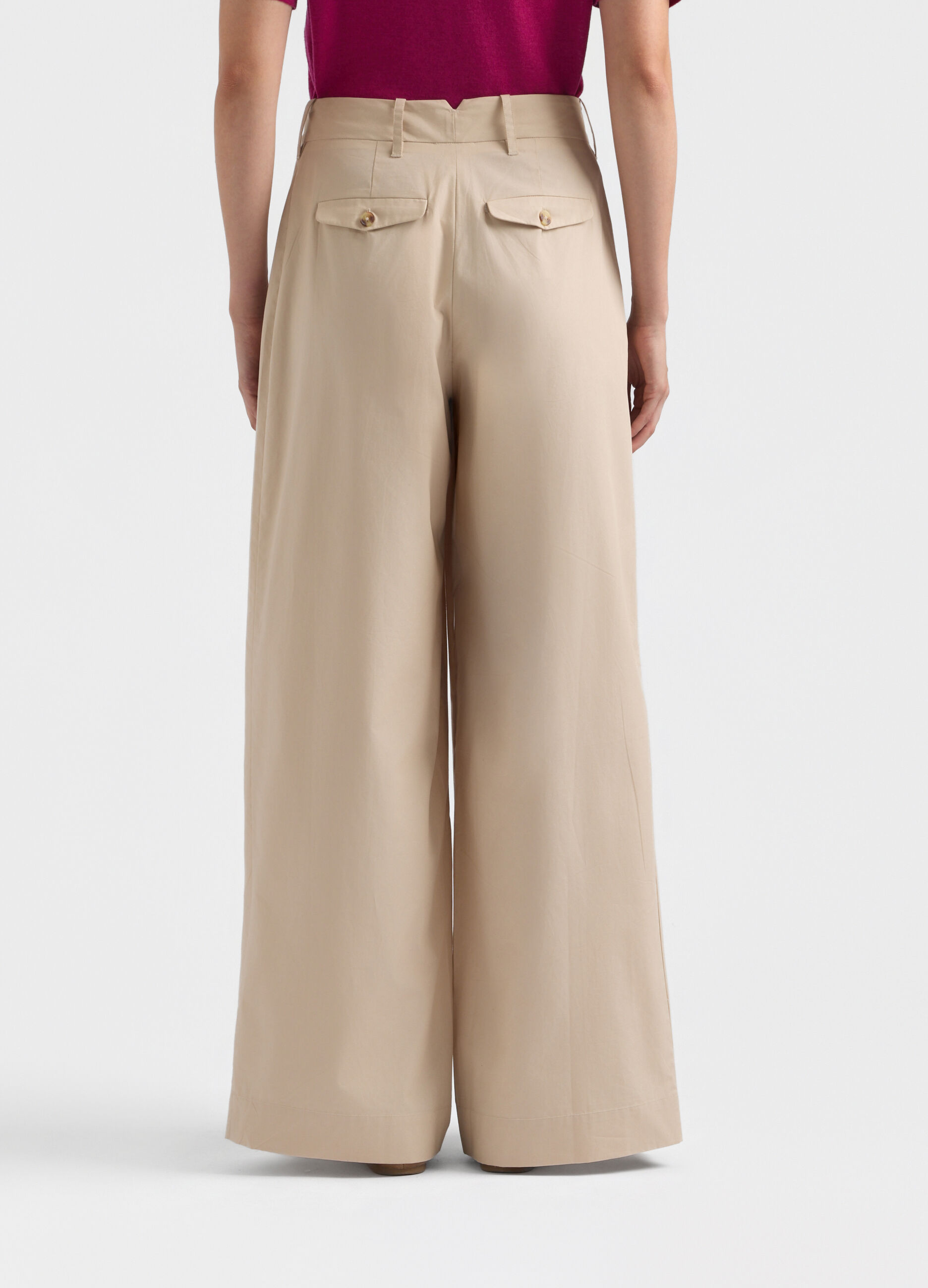 Pantaloni Fit Regular in popeline di puro cotone donna_2