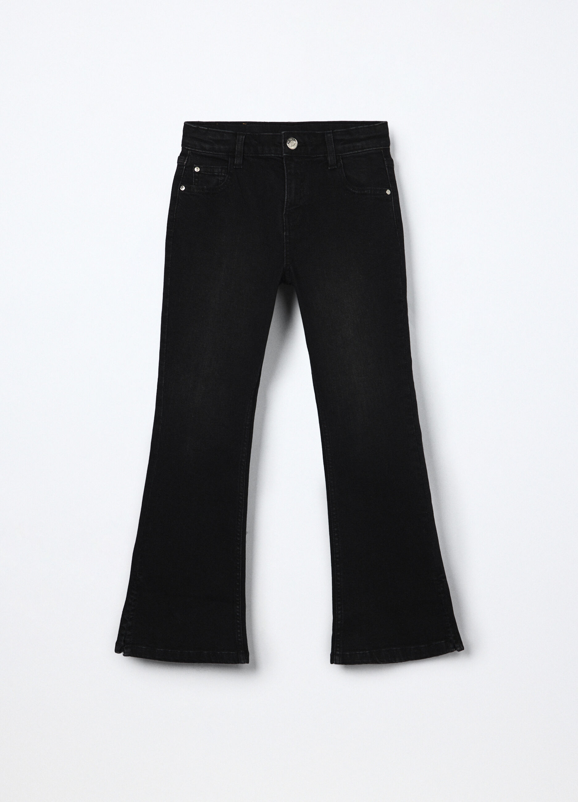 Pantaloni flare fit in denim di cotone stretch ragazza_0