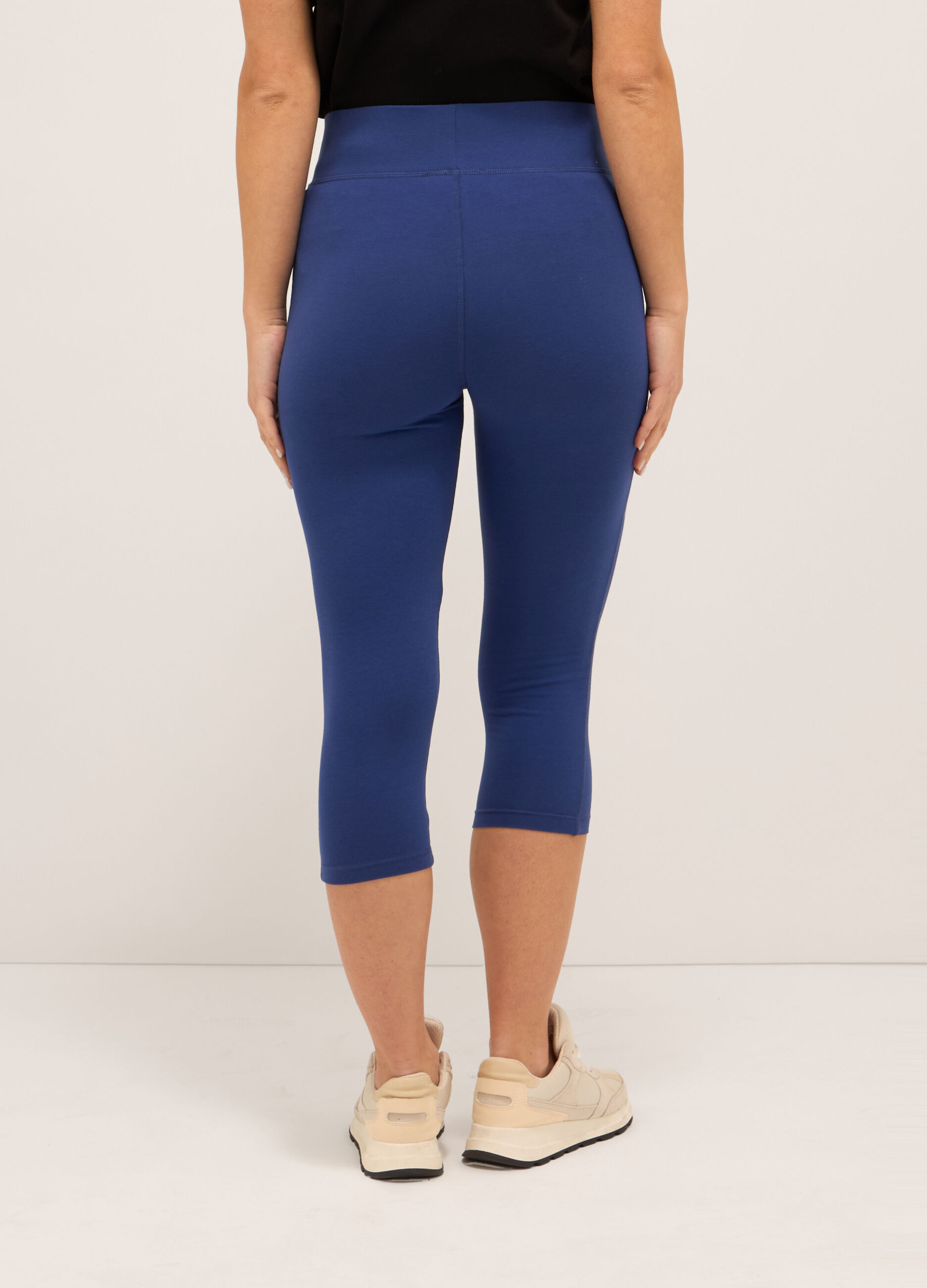 Leggings capri in jersey di cotone stretch donna_1