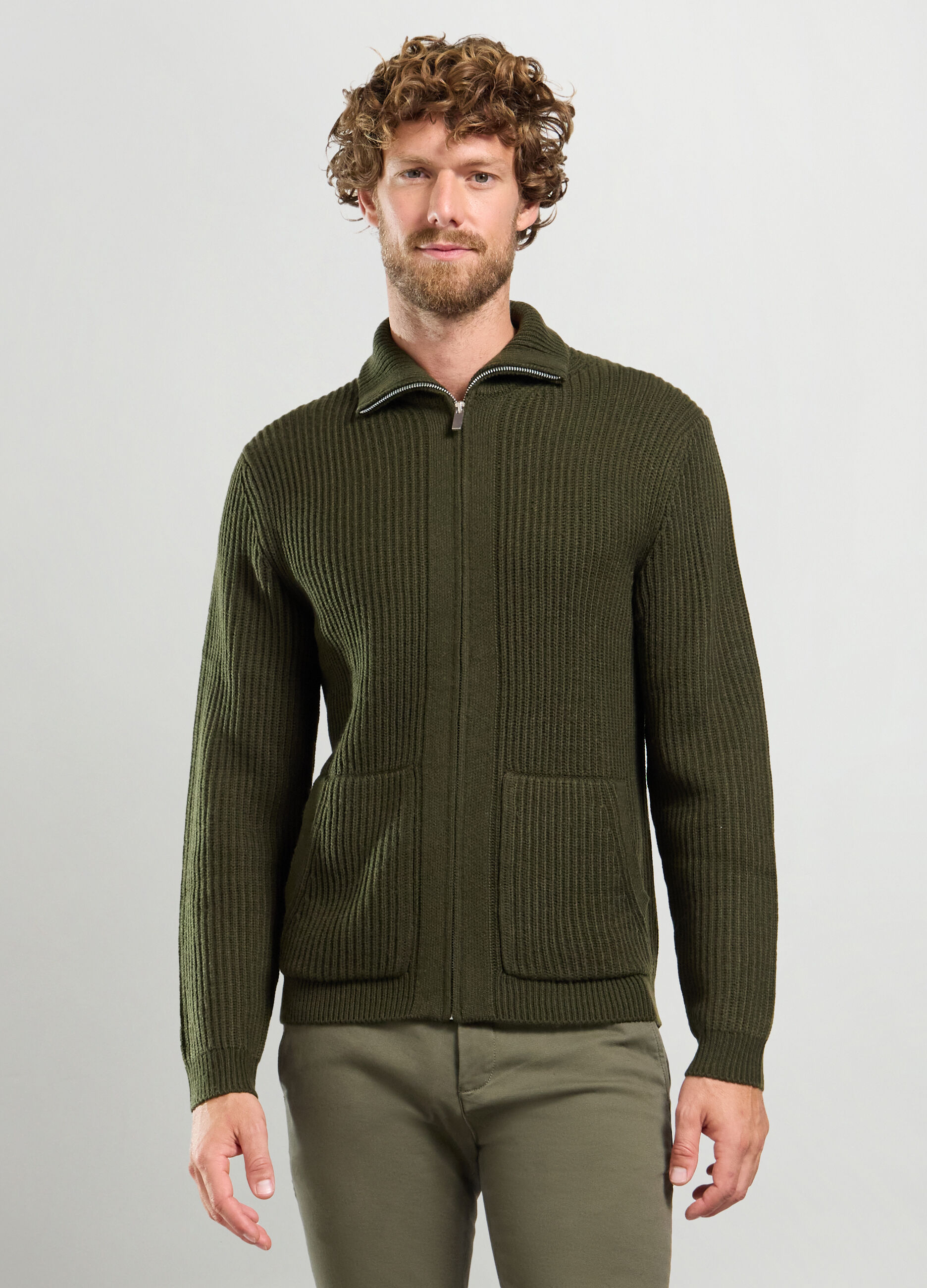 Maglione lupetto full zip a costa inglese uomo_0