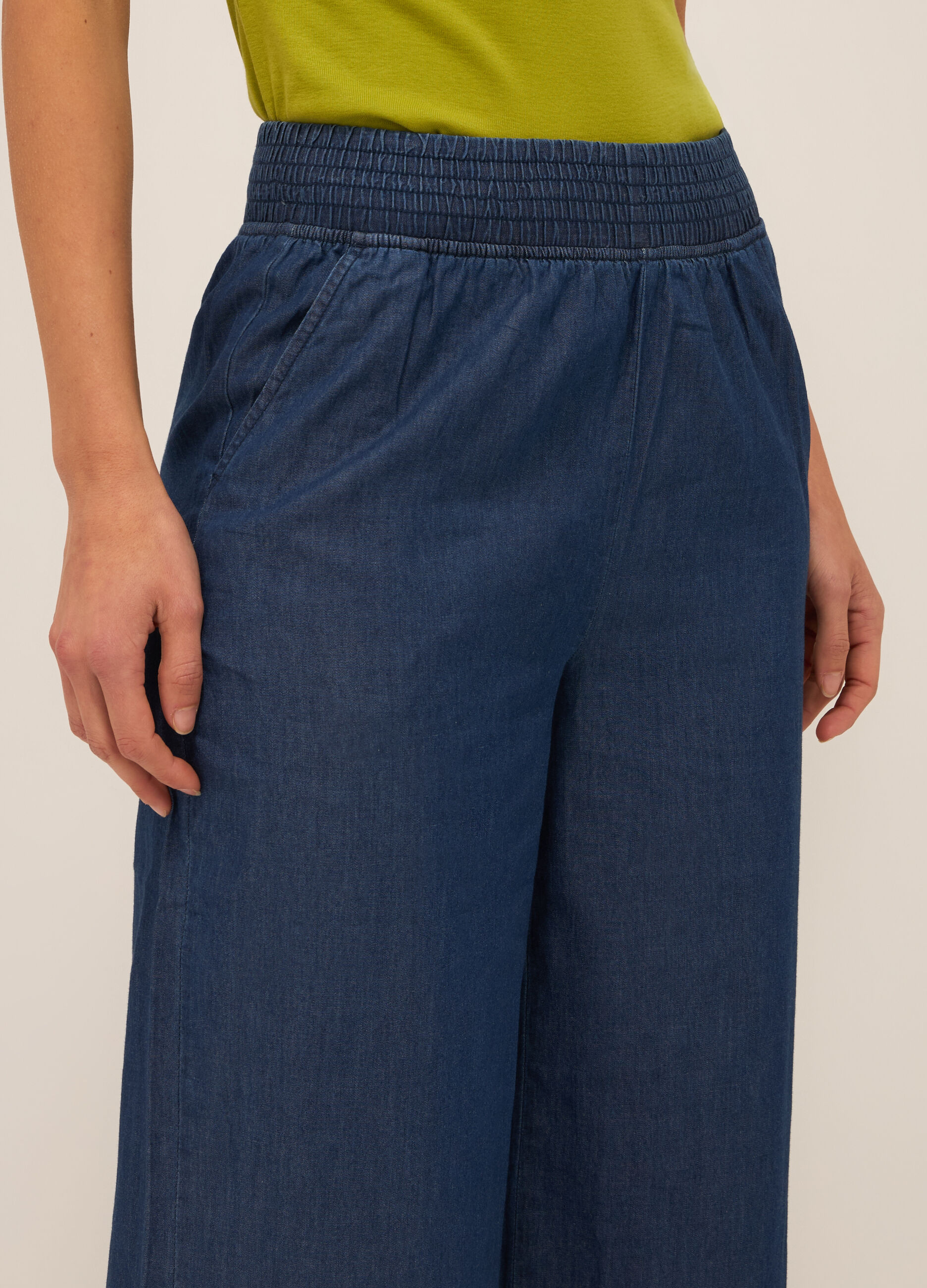 Pantaloni palazzo in chambray donna_2