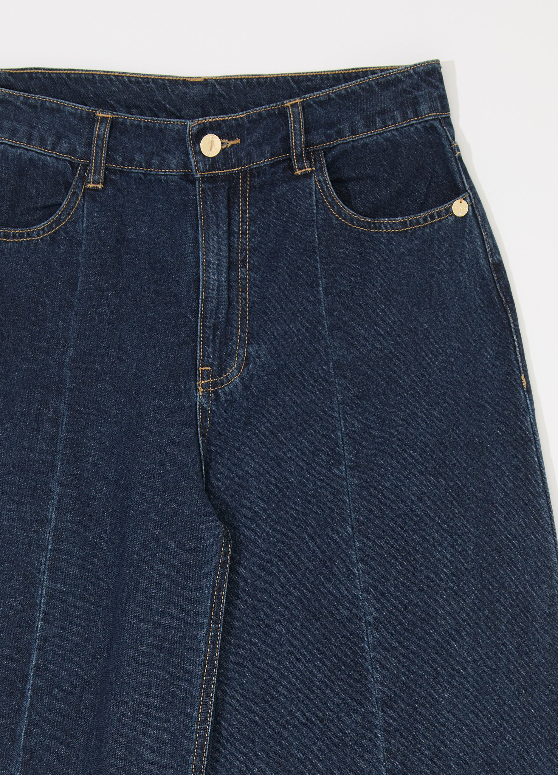 Denim wide leg in puro cotone donna_6