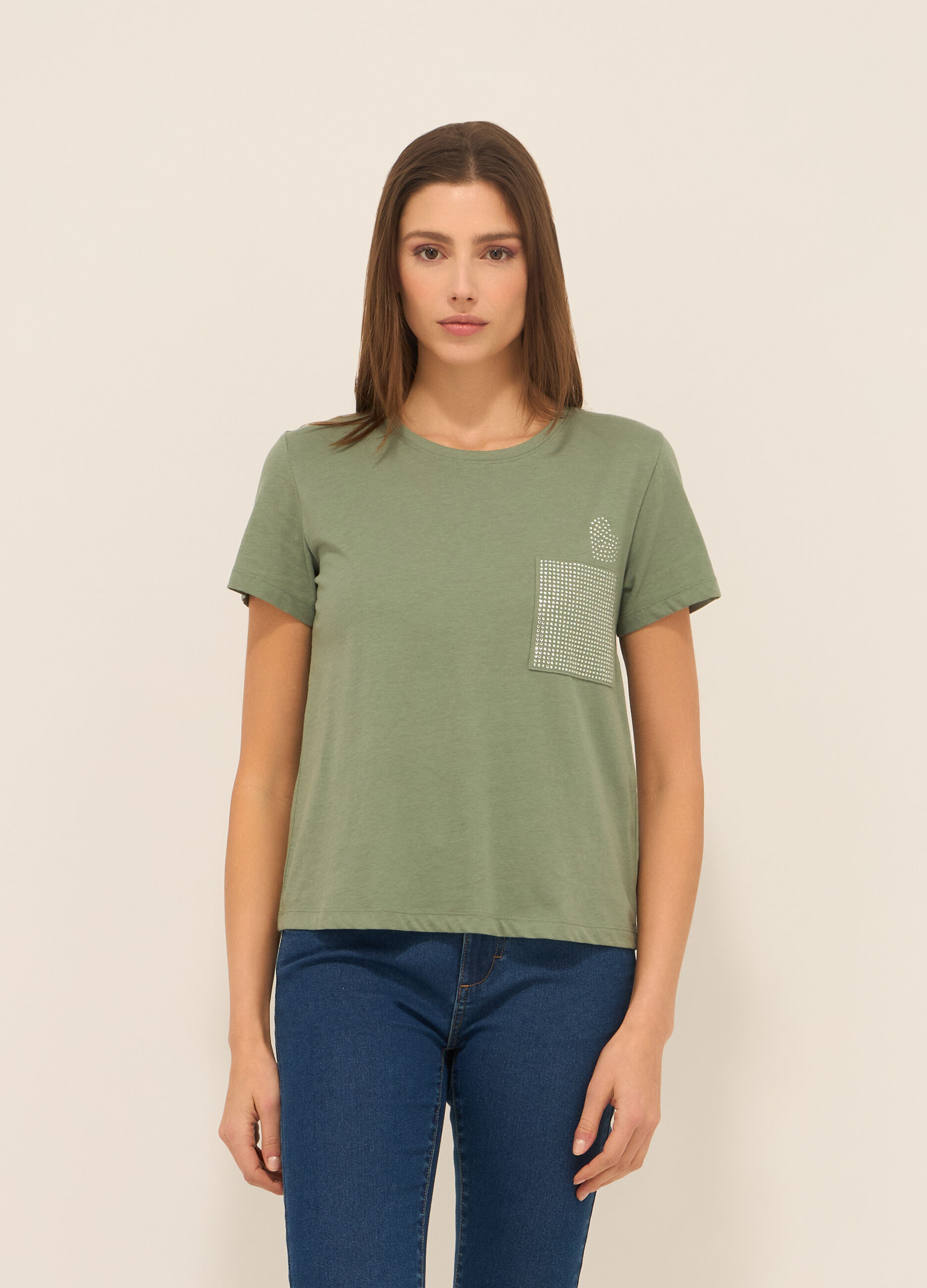 T-shirt in jersey di puro cotone donna_0