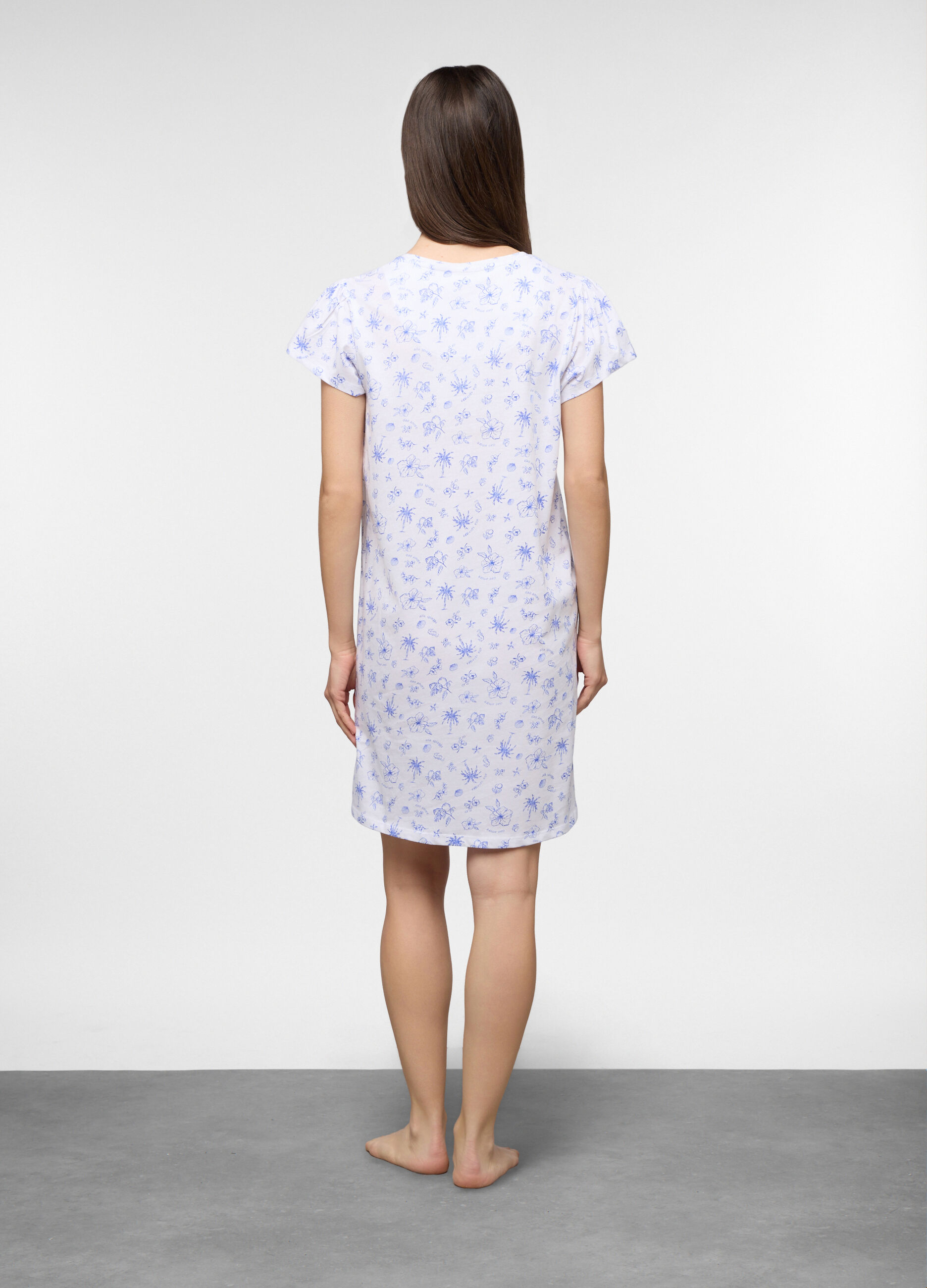 Camicia da notte corta in jersey di puro cotone donna_1