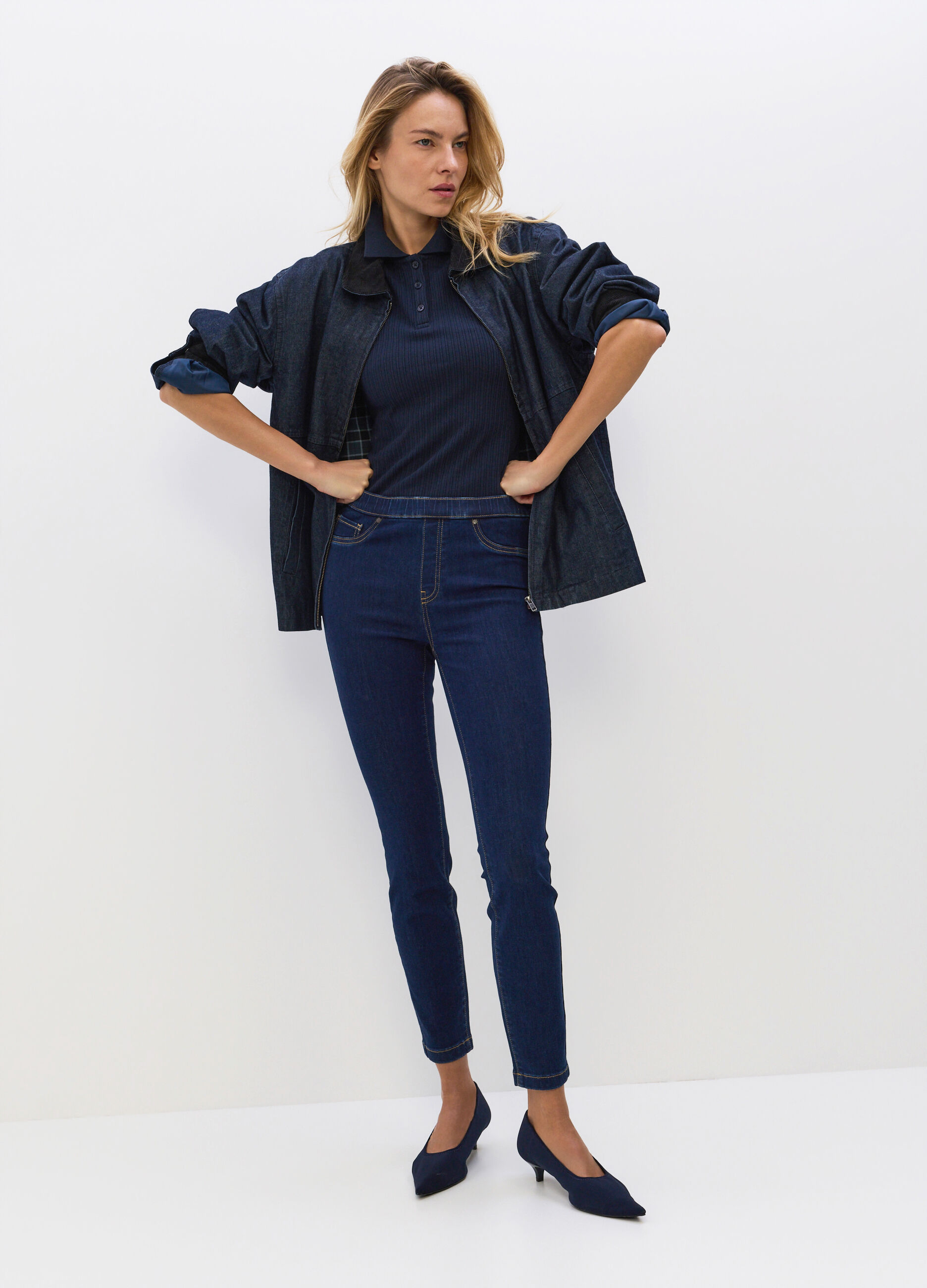 Jeggings Skinny Fit in denim stretch misto cotone donna_0