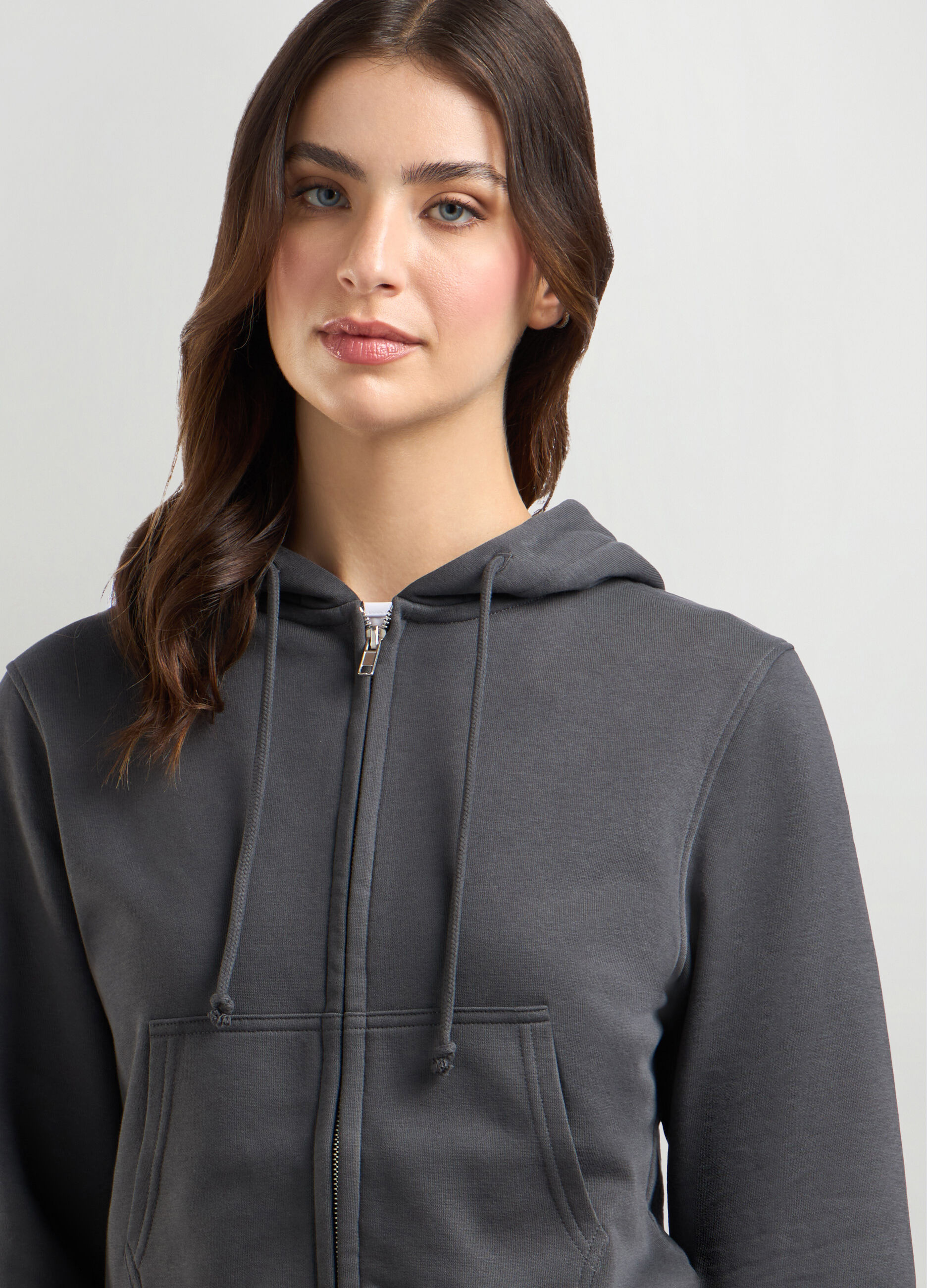 Felpa cropped in fleece di misto cotone donna_2