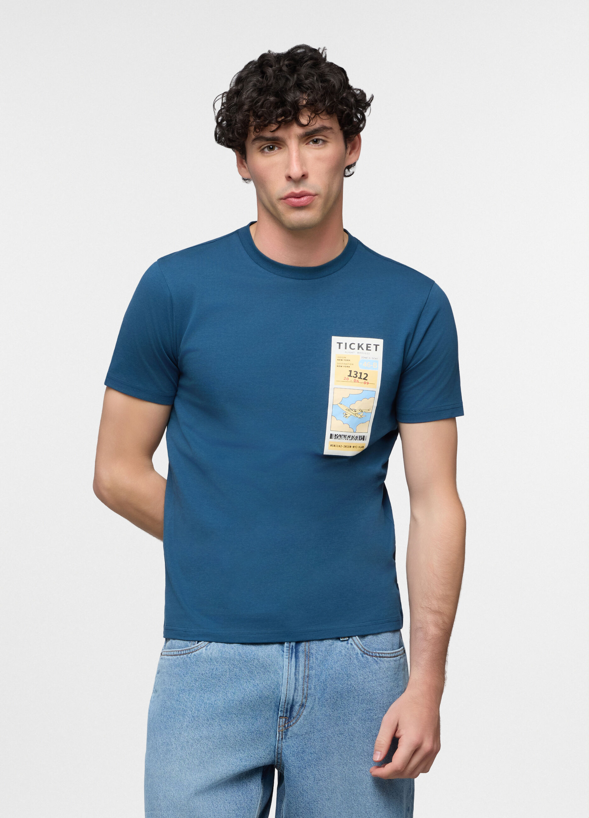 T-shirt in jersey di cotone con stampa uomo_0